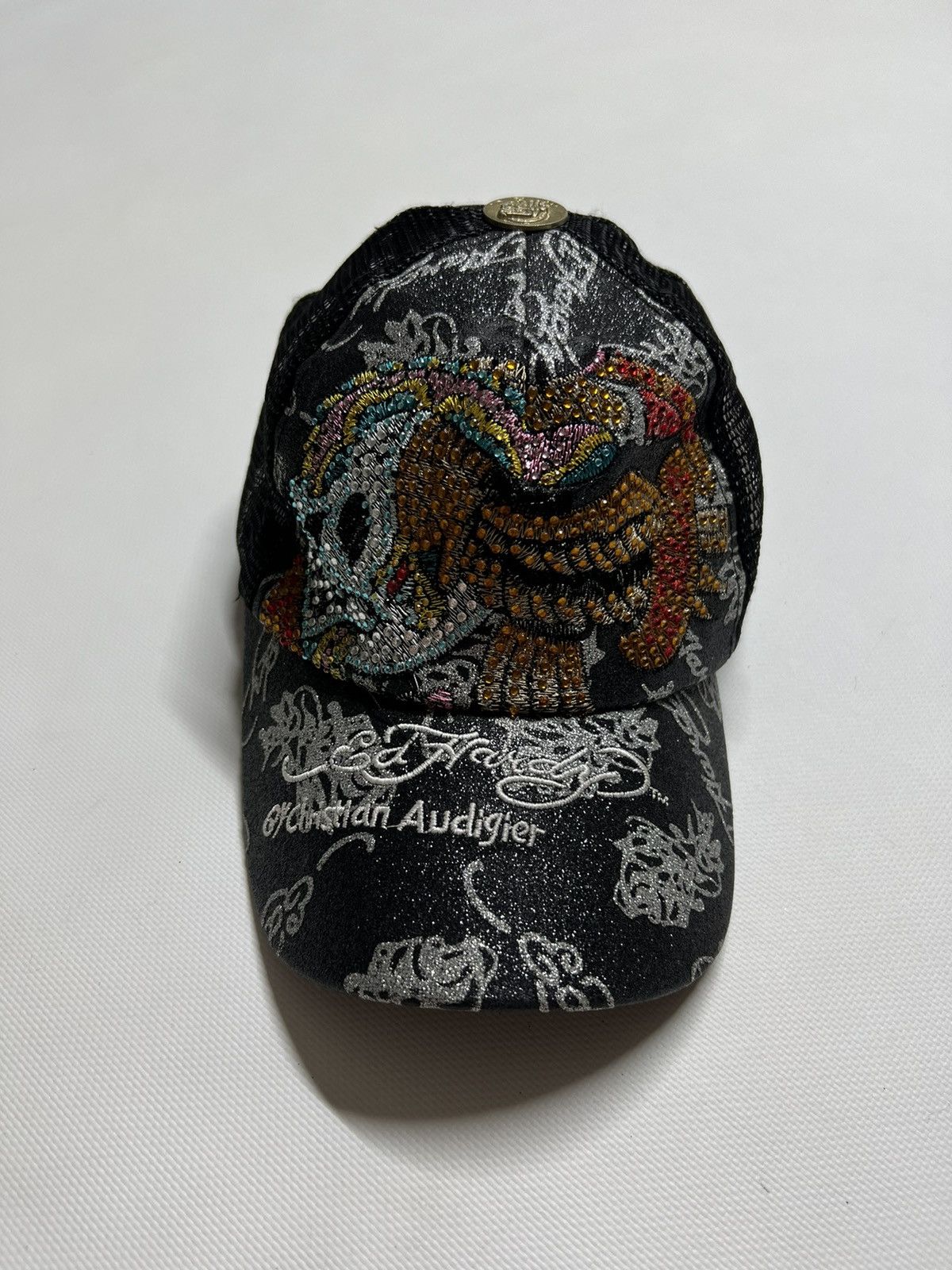 Christian Audigier Vintage Y2k Skull ☠️ Ed Hardy All Over Print Cap 00’s Size ONE SIZE - 1 Thumbnail