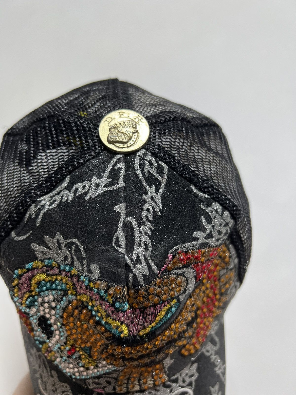 Christian Audigier Vintage Y2k Skull ☠️ Ed Hardy All Over Print Cap 00’s Size ONE SIZE - 3 Thumbnail