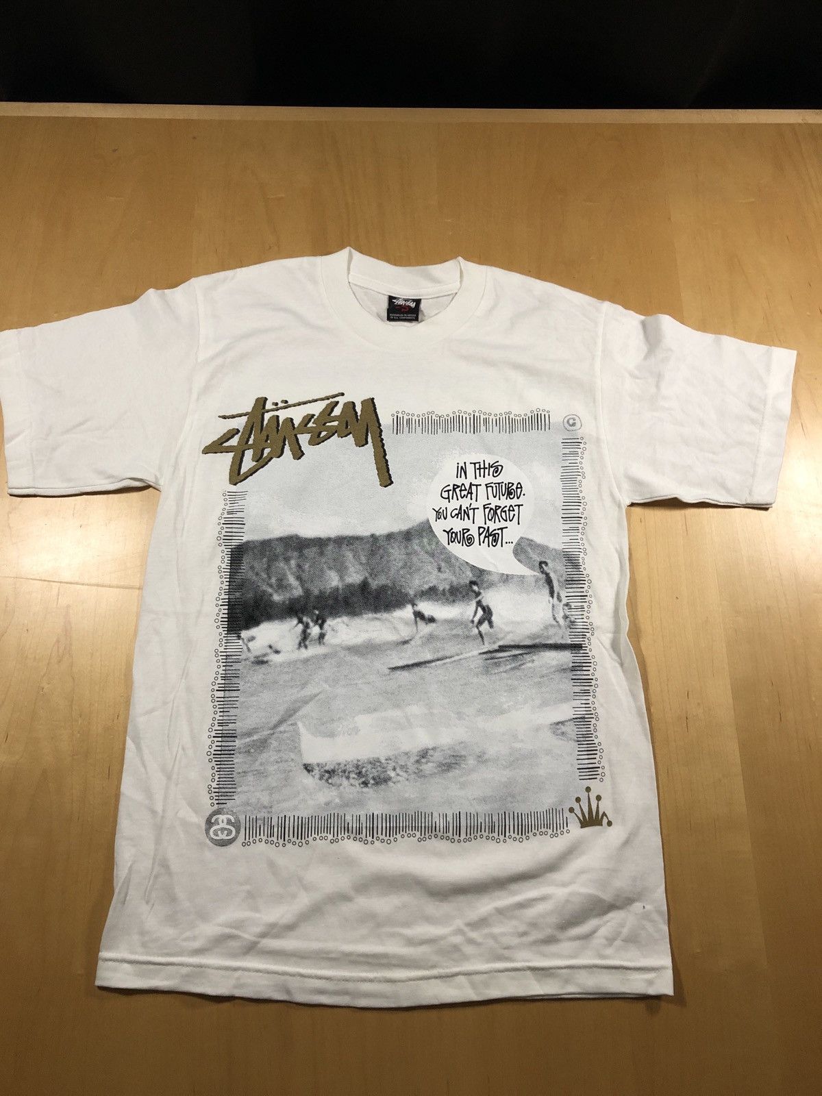 STUSSY surf skate T-shirt, men's size L cotton black type Vintage Second Hand