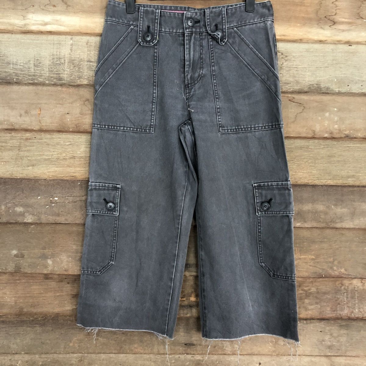 Faded Glory D Tasse Tasse black Multipocket Cargo cropped Pants #c1241 Size US 26 / EU 42 - 3 Thumbnail