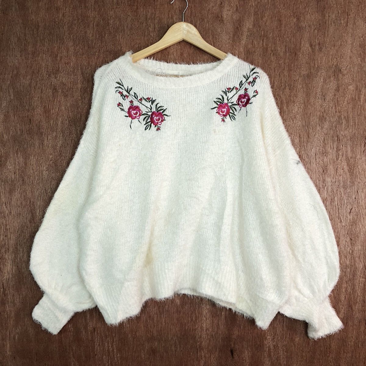 DL Japan GU ballon sleeve Mohair Shag Baggy Knitwear #c346