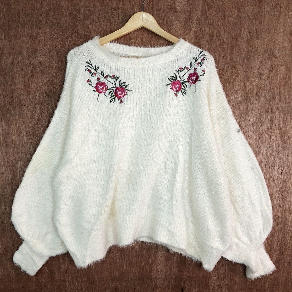 Vintage DL Japan GU ballon sleeve Mohair Shag Baggy Knitwear #c346 Size L / US 10 / IT 46 - 3 Thumbnail