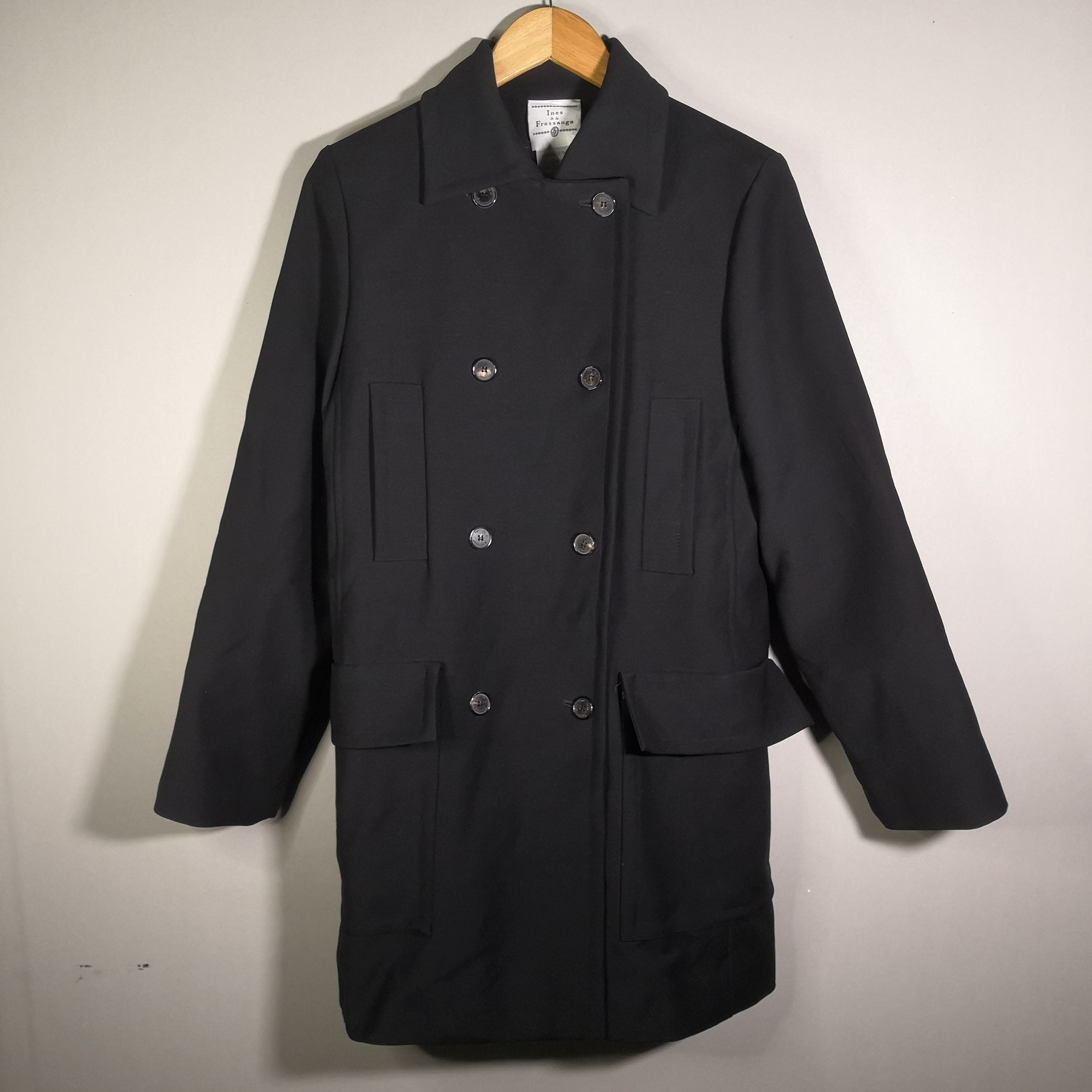 image of Designer Ines De La Fressange Black Coat, Women's (Size Small)