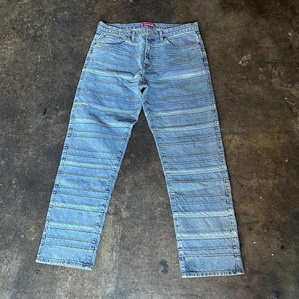 Supreme Layered Jean Washed Blue Sz 36 Denim