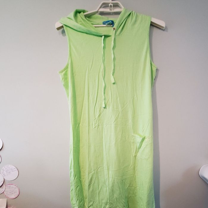 Vintage Fresh Produce dress womens XL green hooded cotton beach