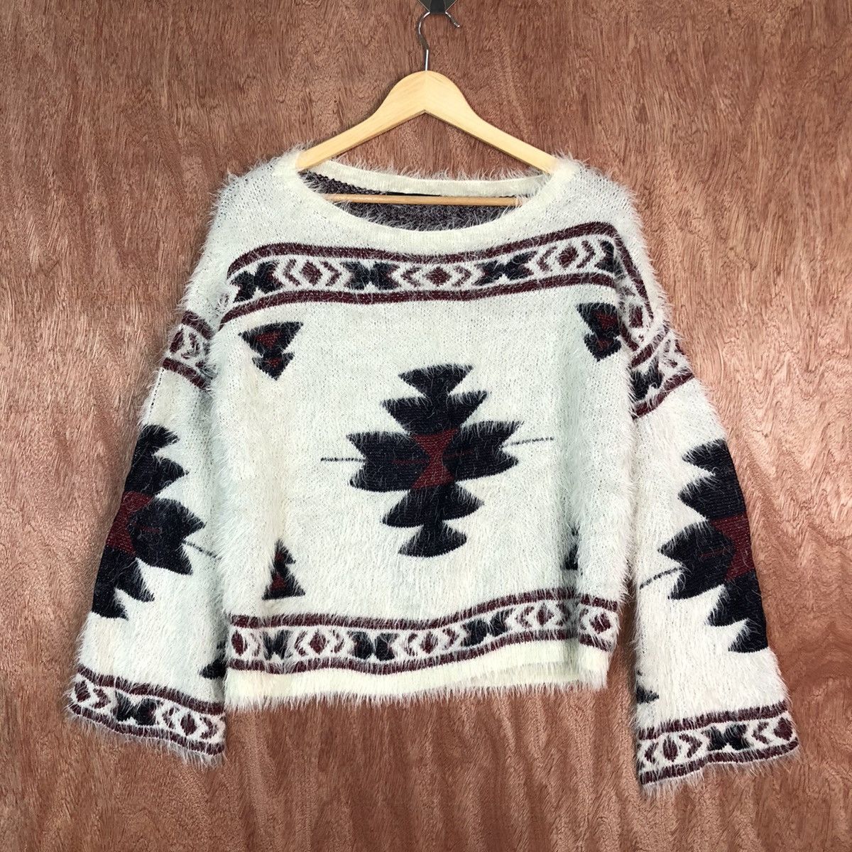 Homespun Knitwear DLL Gorge White Mohair shag shaggy fur Navajo Knitwear #c402 Size M / US 6-8 / IT 42-44 - 1 Thumbnail