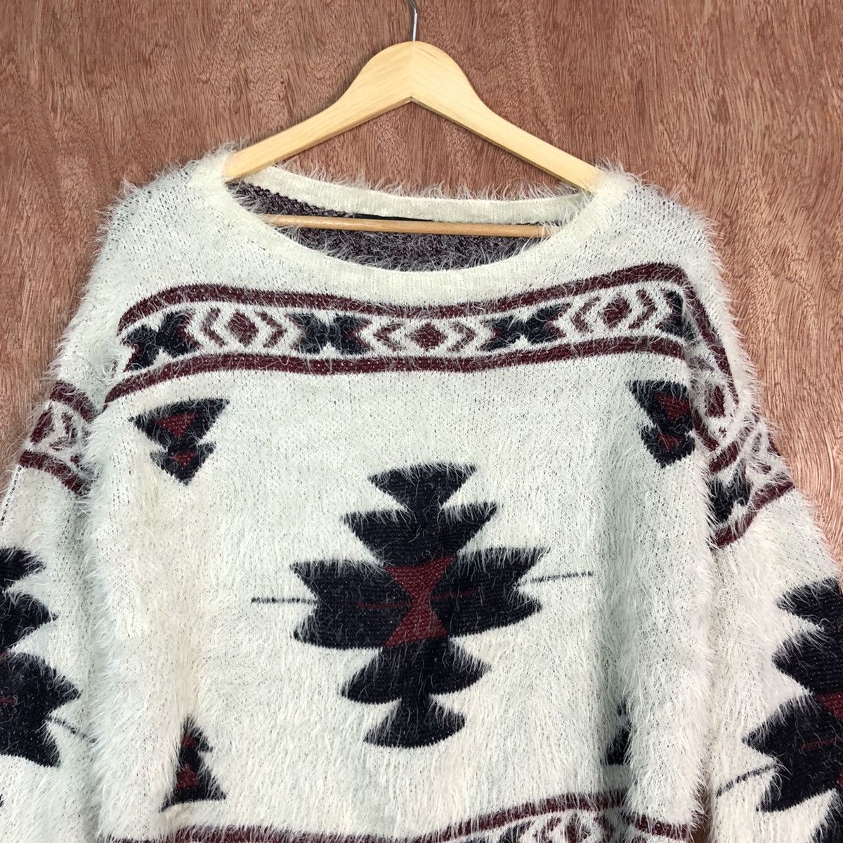 Homespun Knitwear DLL Gorge White Mohair shag shaggy fur Navajo Knitwear #c402 Size M / US 6-8 / IT 42-44 - 2 Thumbnail