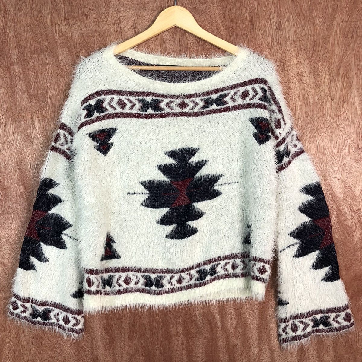Homespun Knitwear DLL Gorge White Mohair shag shaggy fur Navajo Knitwear #c402 Size M / US 6-8 / IT 42-44 - 4 Thumbnail