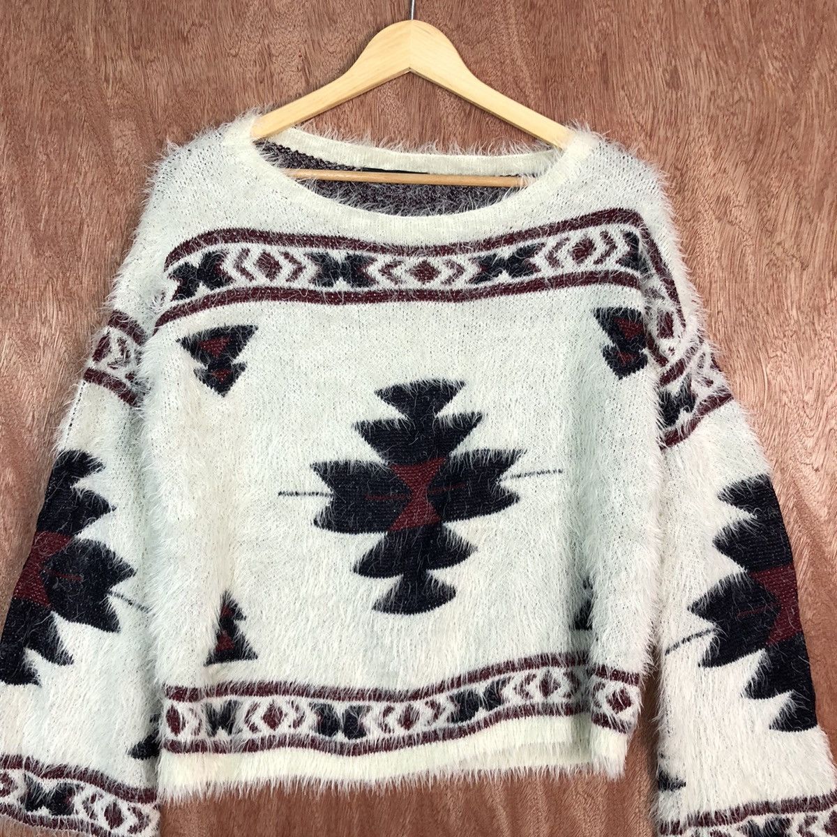 Homespun Knitwear DLL Gorge White Mohair shag shaggy fur Navajo Knitwear #c402 Size M / US 6-8 / IT 42-44 - 3 Thumbnail