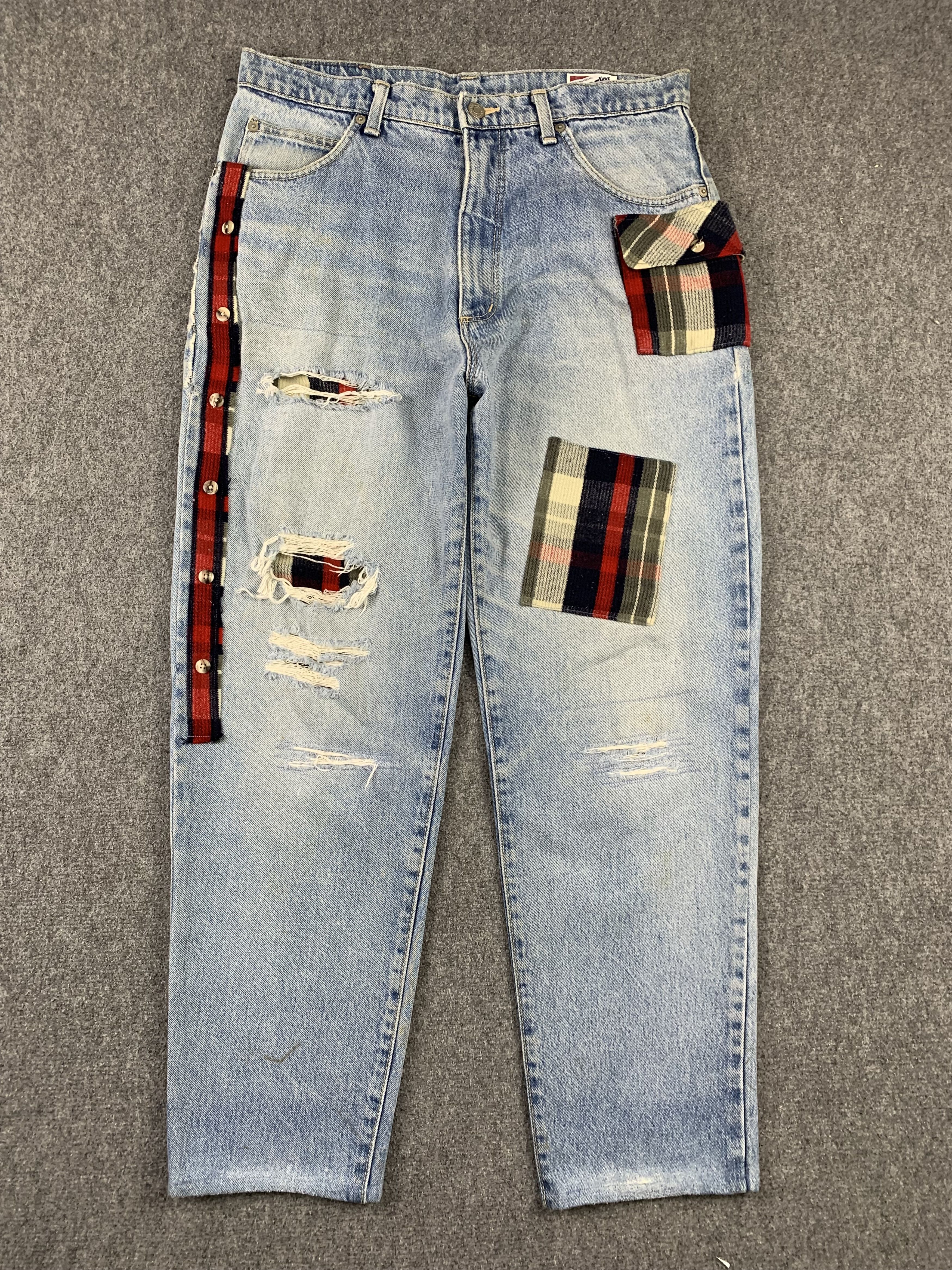 Vintage × Wrangler Vintage 90s Wrangler Patchwork Jeans DP1938 Size US 33 - 1 Thumbnail