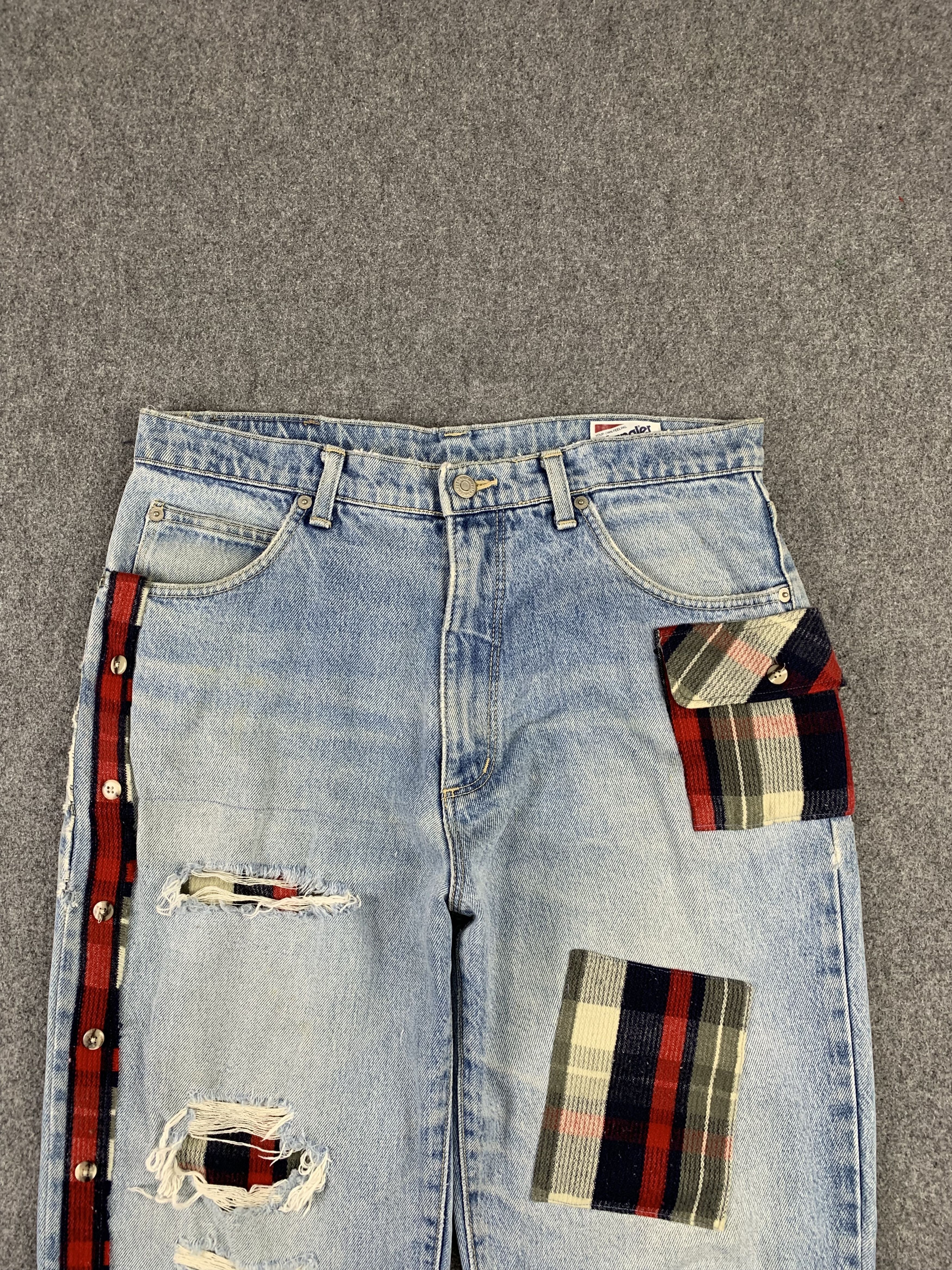 Vintage × Wrangler Vintage 90s Wrangler Patchwork Jeans DP1938 Size US 33 - 2 Thumbnail