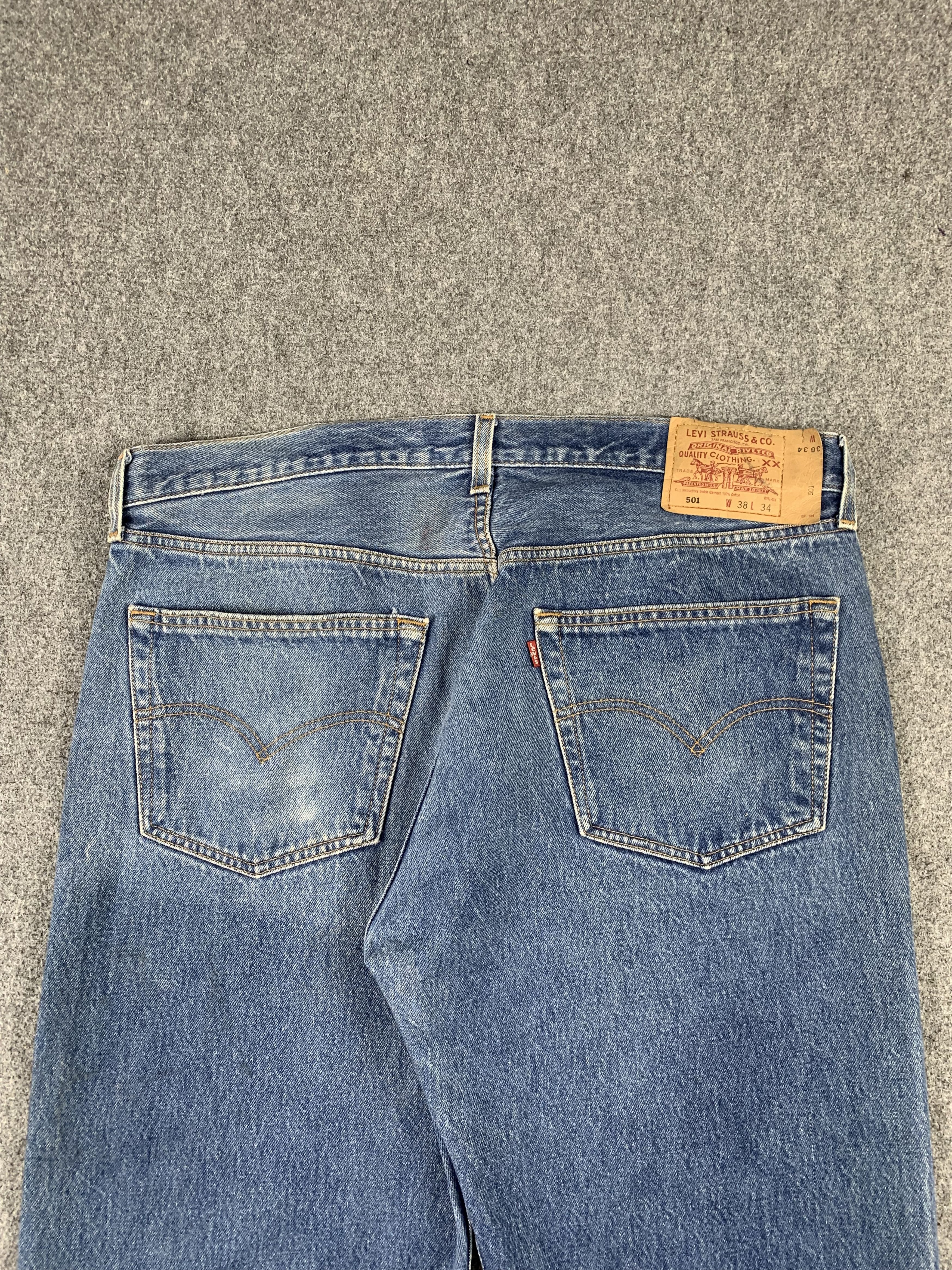 Levi's Vintage 90s Levis 501 Faded Blue Jeans DP1942 Size US 38 / EU 54 - 4 Thumbnail