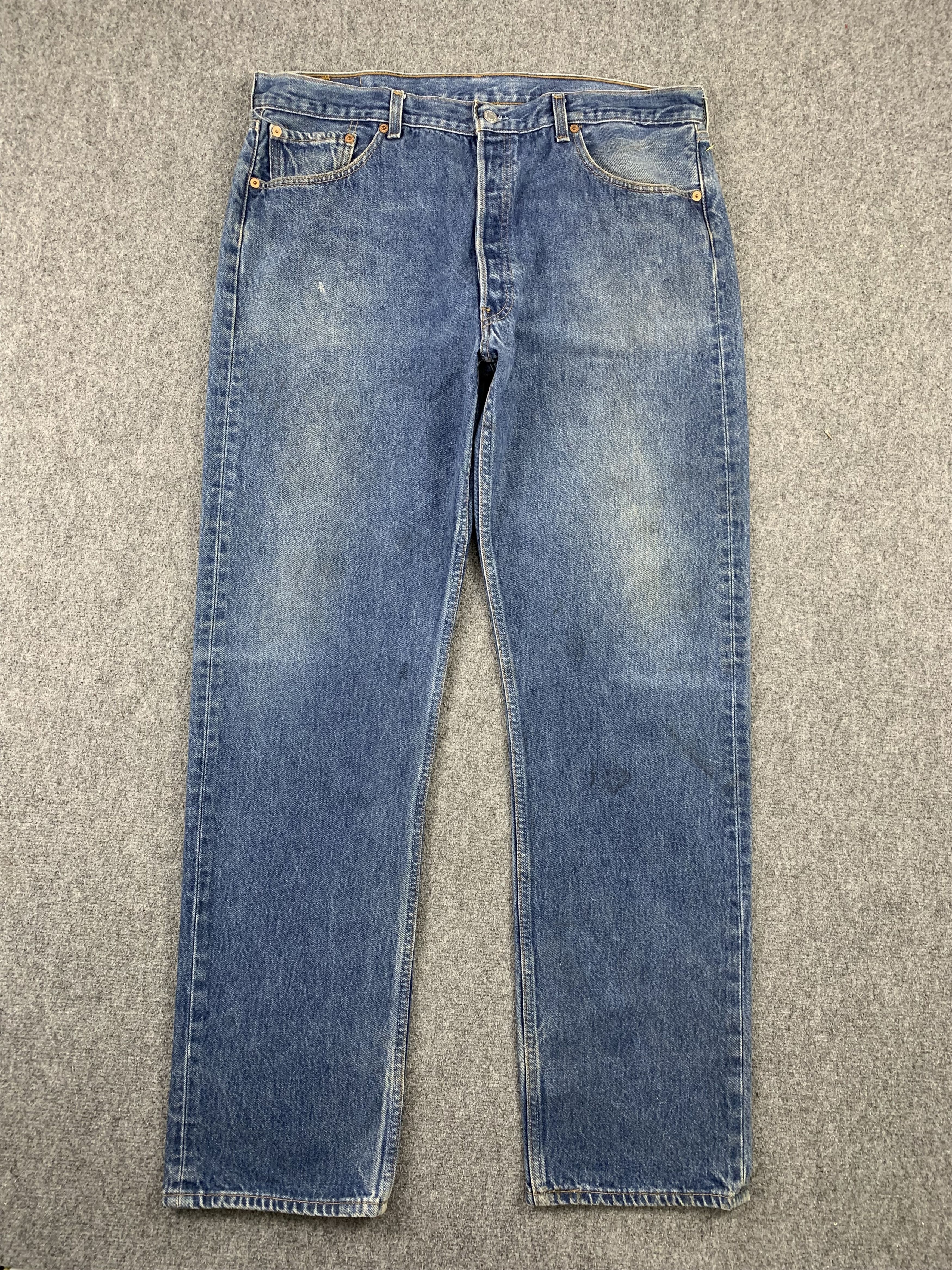image of 90's Levis 501 Faded Blue Jeans in Blue Denim, Men's (Size 38)
