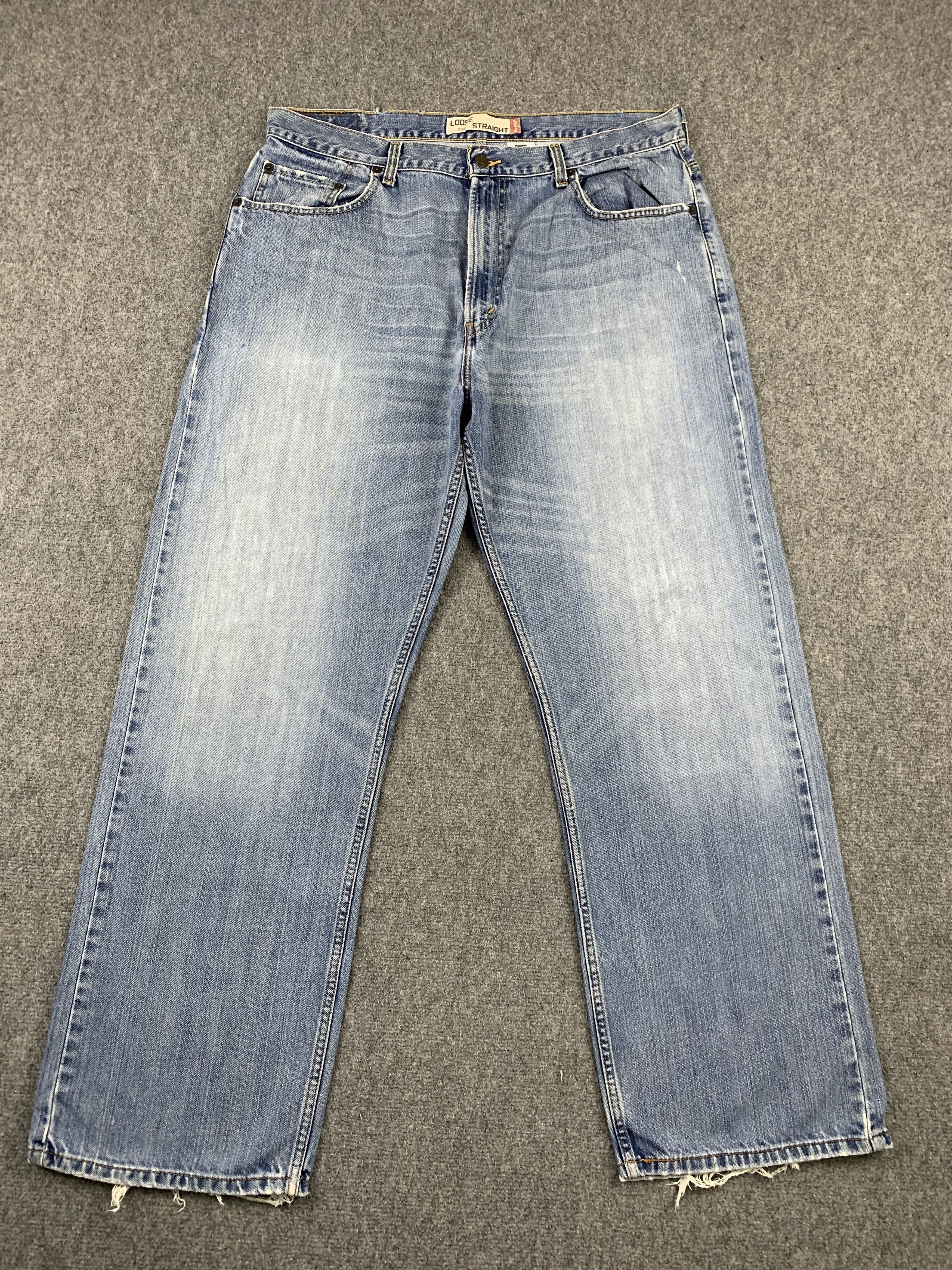 image of Levis 569 Faded Blue Jeans in Blue Denim, Men's (Size 37)