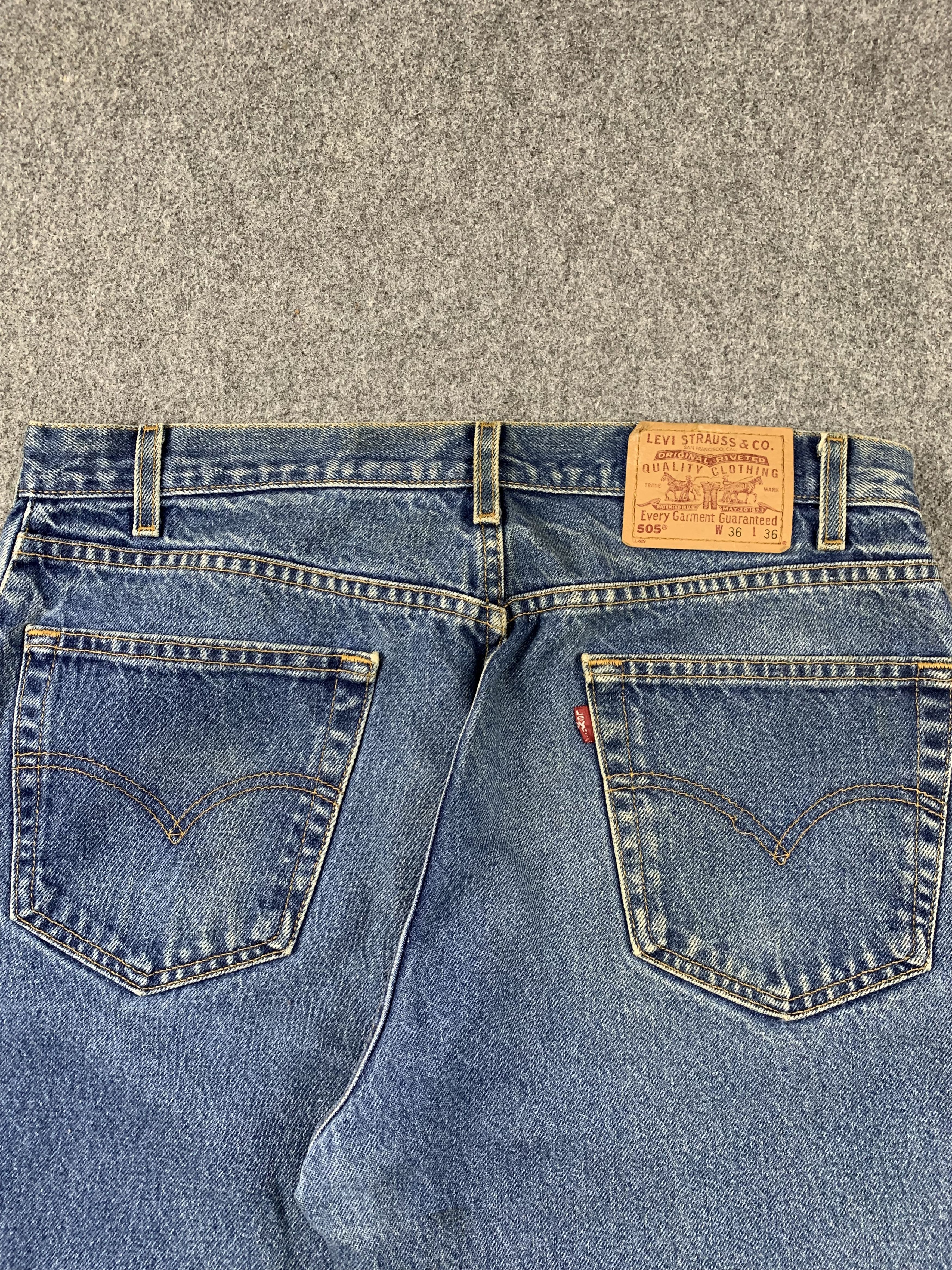 Levi's Vintage 90s Levis 505 Faded Blue Jeans DP1964 Size US 35 - 4 Thumbnail
