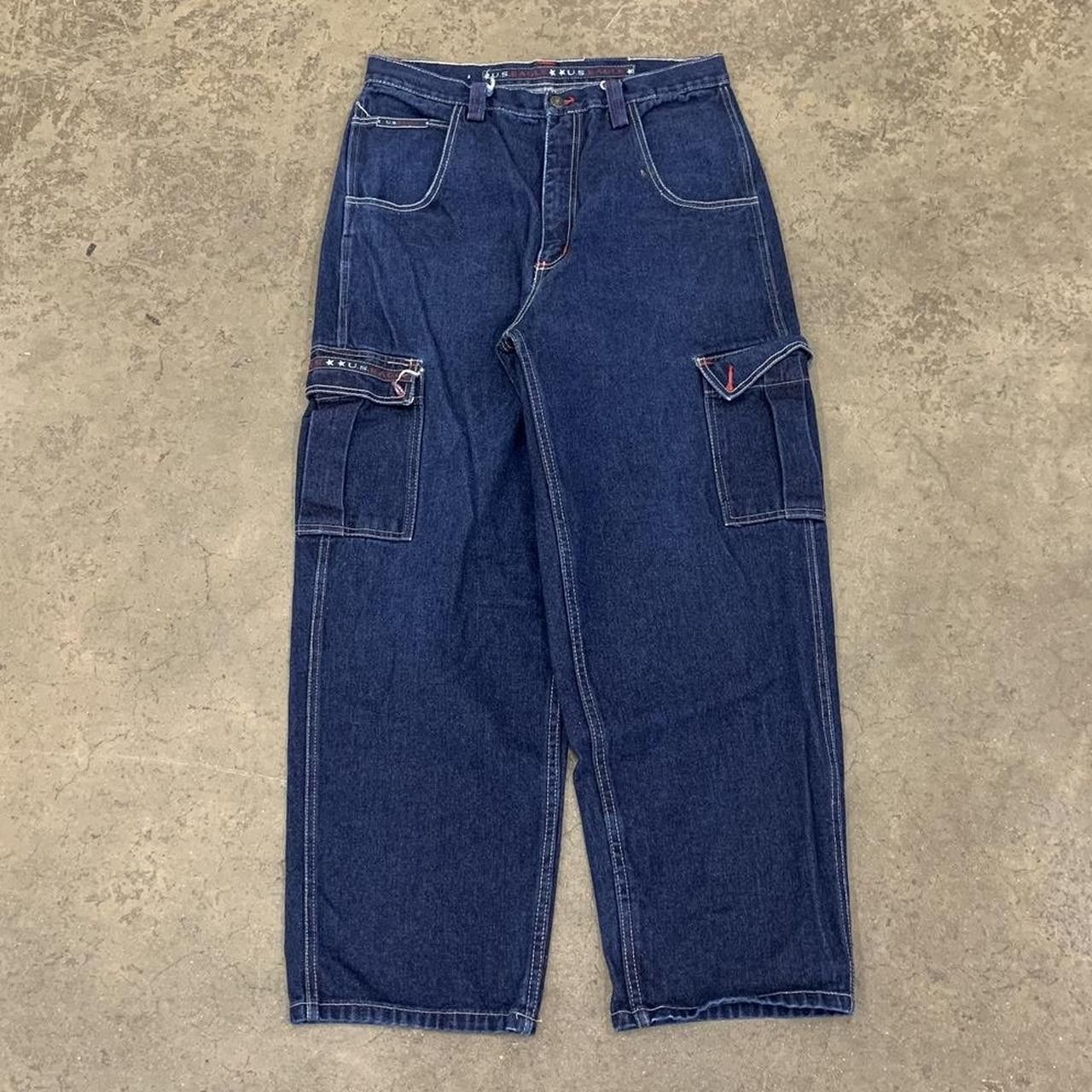 Vintage Vintage 90s jnco dark wash blue baggy utility cargo jeans | Grailed