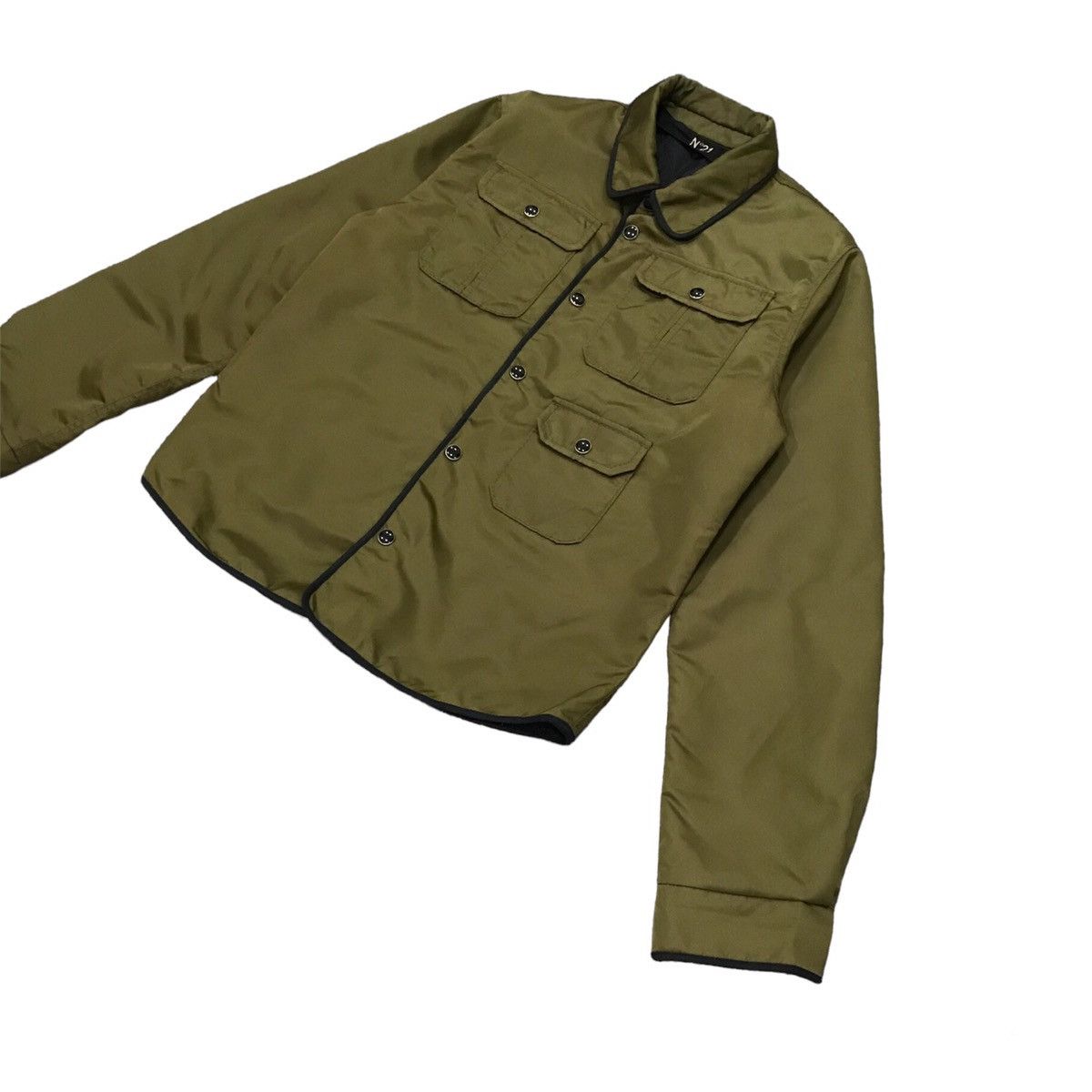 image of No 21 No.21 Nylon Jacket 3 Pocket Front Button Snap in Green, Men's (Size Small)