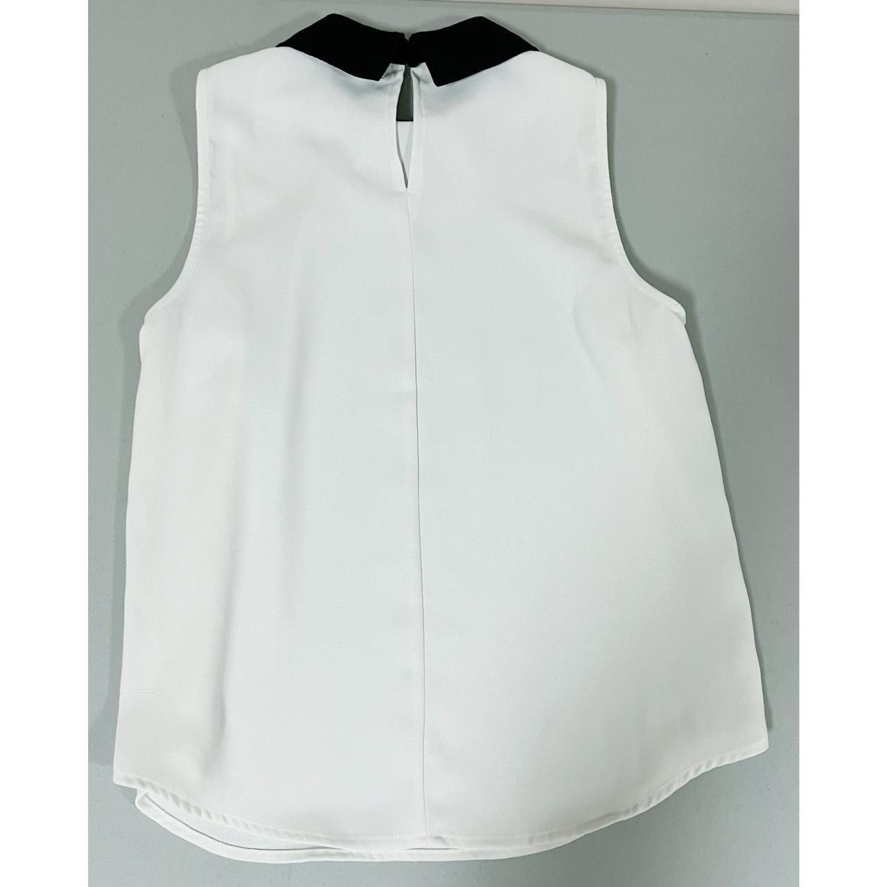 Forever 21 White Chiffon Collared Sleeveless Blouse Top Shirt Size S 🤍🖤 Size S / US 4 / IT 40 - 2 Thumbnail