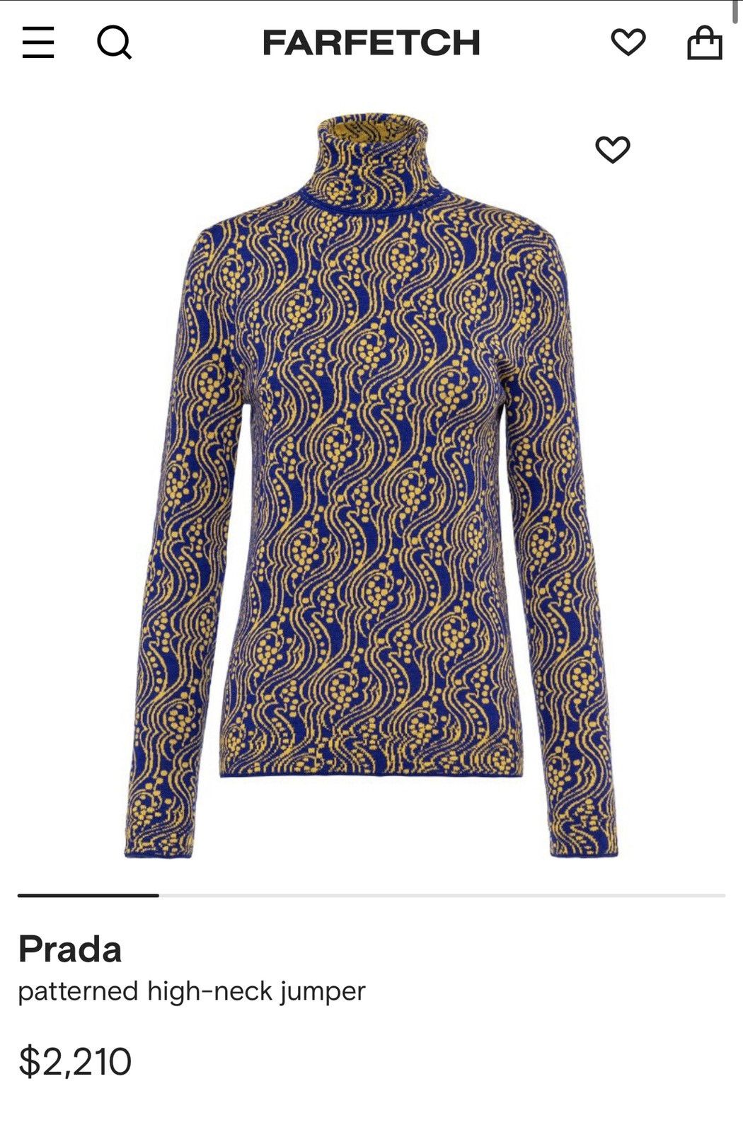 Prada 🔥$2.2VALUE🔥Prada Wool Patterned Turtleneck Sweater Size M / US 6-8 / IT 42-44 - 9 Thumbnail