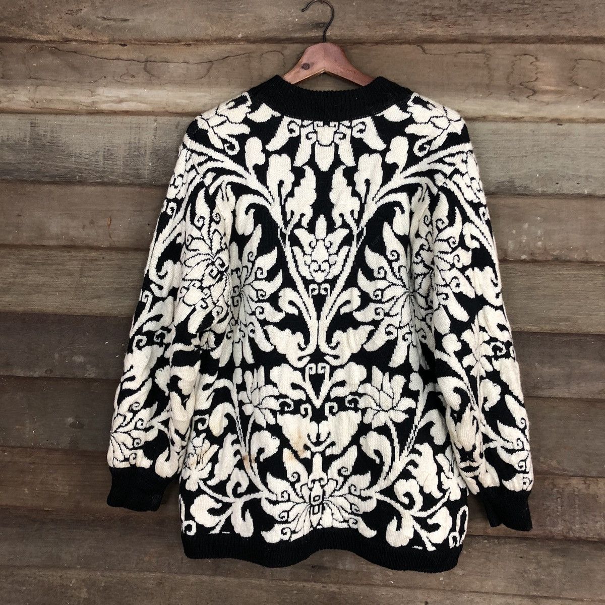 Japanese Brand Japan Brand Black White Aran Isles cardigan Knitwear #c671 Size US M / EU 48-50 / 2 - 12 Thumbnail