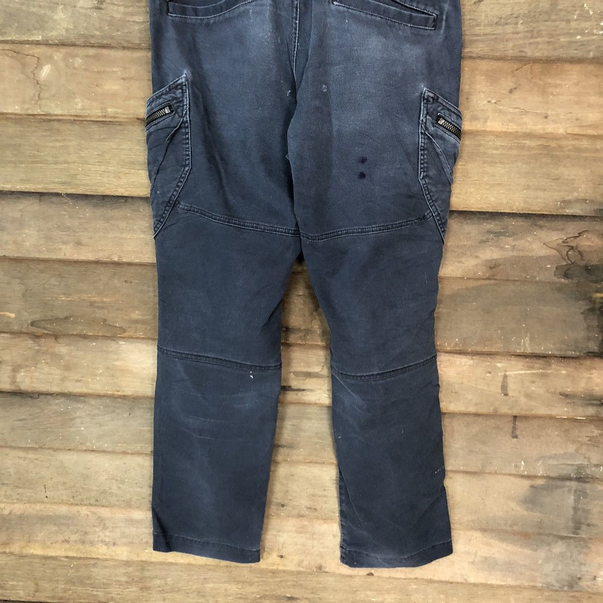 Japanese Brand × StraightFaded TS Design faded Dark blue multi pocket Cargo Pants #6890 Size US 33 - 12 Thumbnail