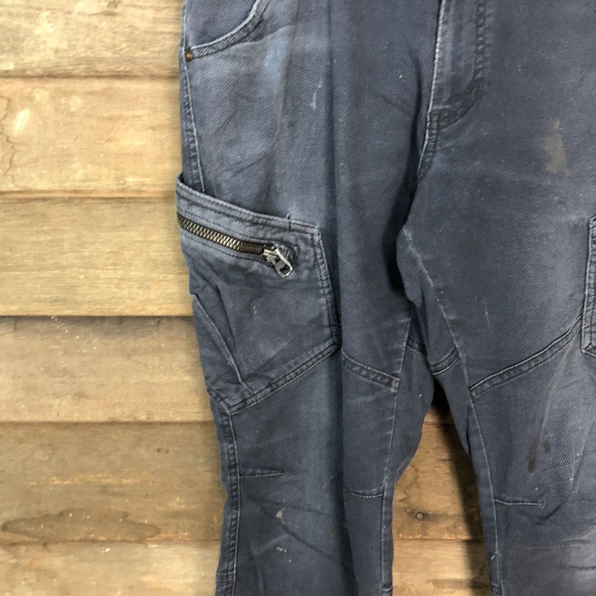 Japanese Brand × StraightFaded TS Design faded Dark blue multi pocket Cargo Pants #6890 Size US 33 - 6 Thumbnail