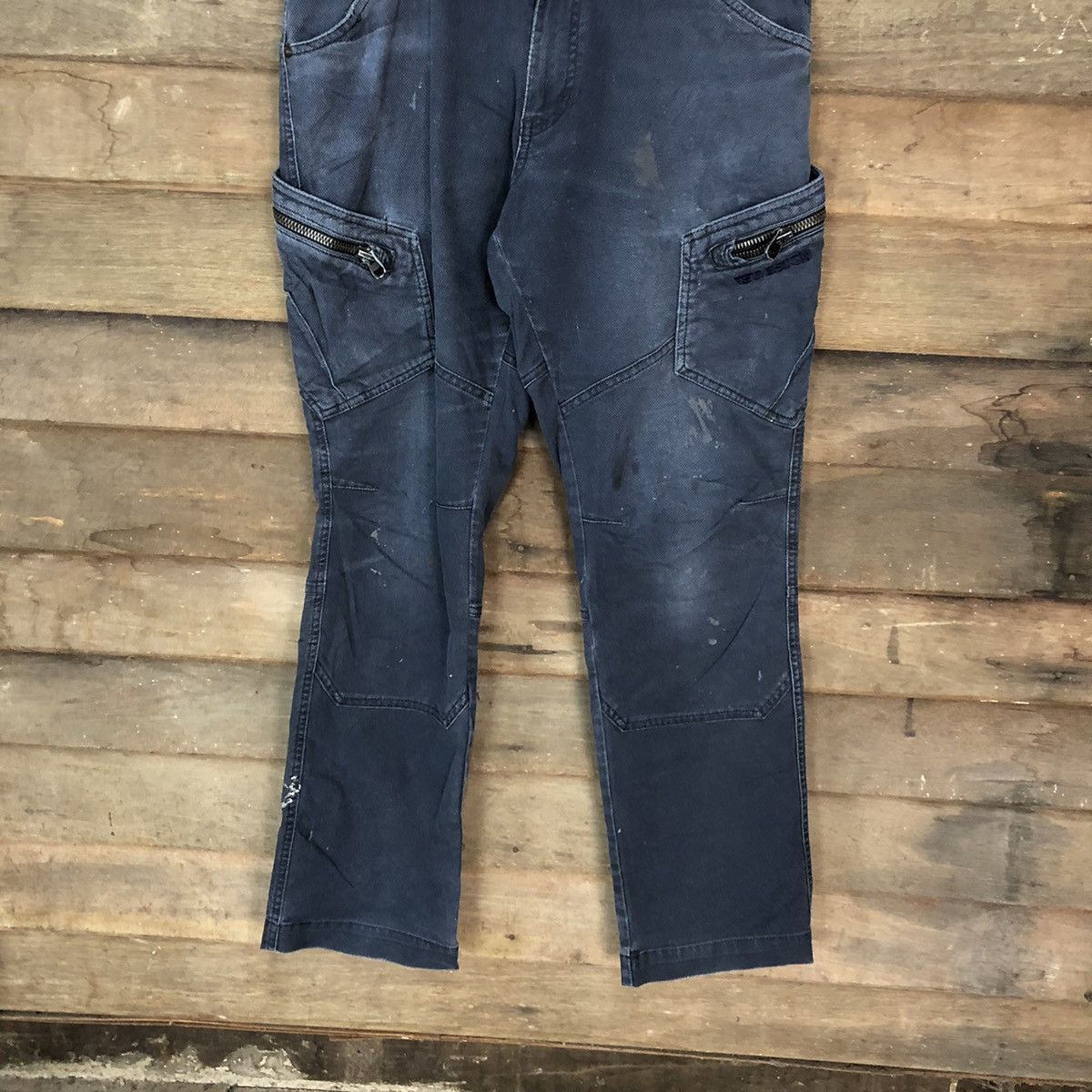 Japanese Brand × StraightFaded TS Design faded Dark blue multi pocket Cargo Pants #6890 Size US 33 - 3 Thumbnail