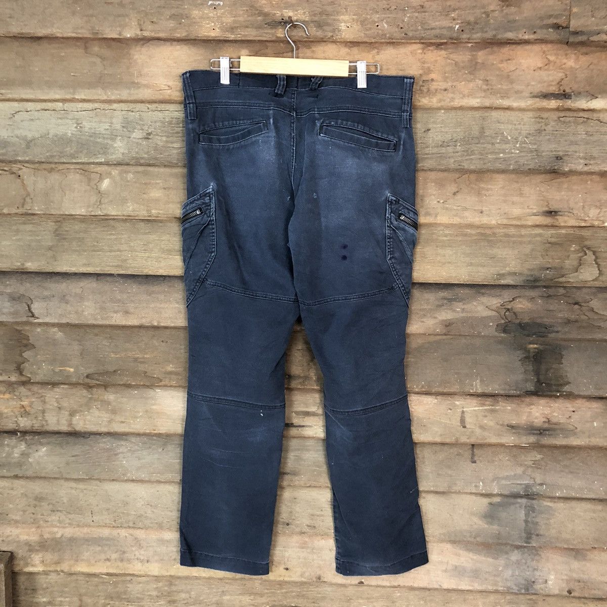 Japanese Brand × StraightFaded TS Design faded Dark blue multi pocket Cargo Pants #6890 Size US 33 - 10 Thumbnail