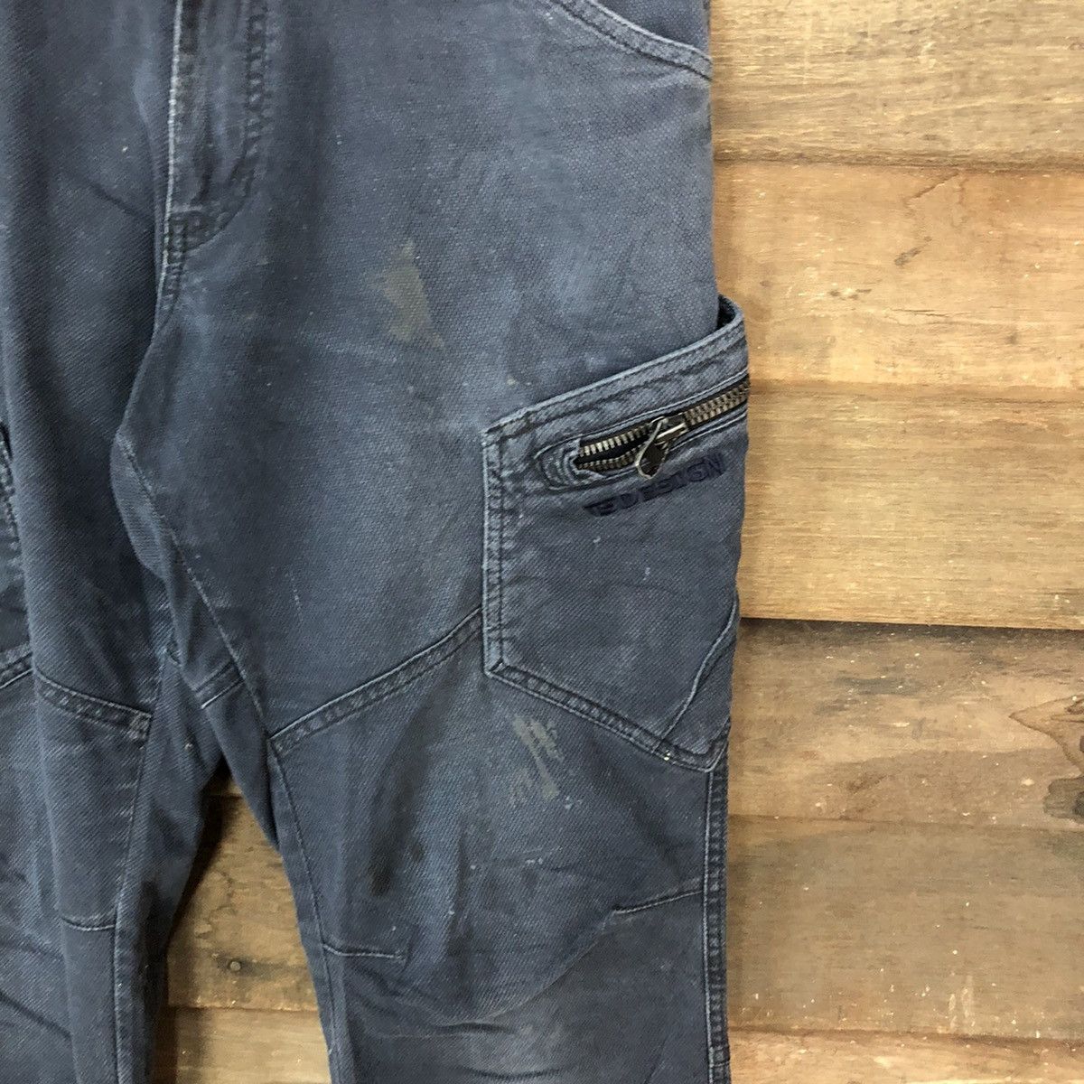Japanese Brand × StraightFaded TS Design faded Dark blue multi pocket Cargo Pants #6890 Size US 33 - 7 Thumbnail
