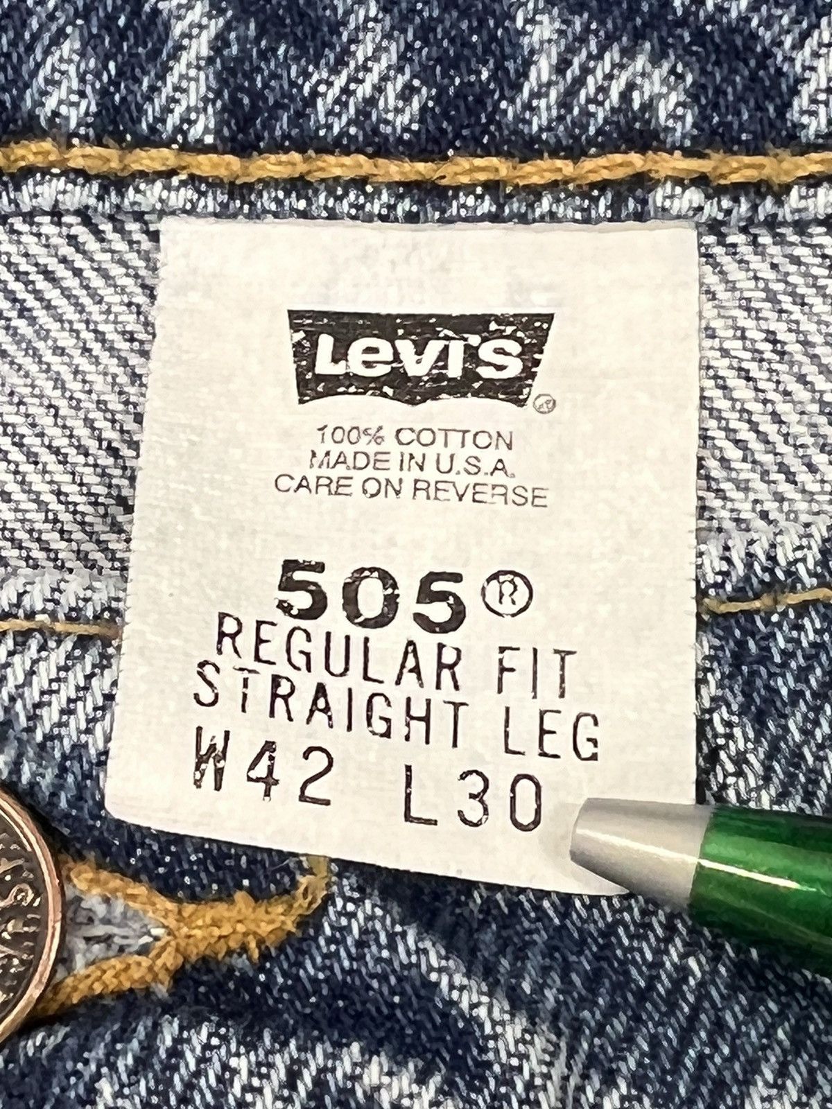 Levi's Vintage 90s Orange Tab 505 Regular Fit Straight Leg Jeans Size 42 - 6 Thumbnail