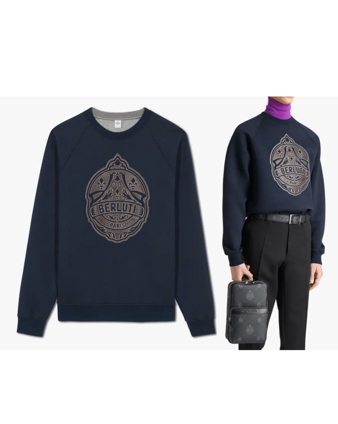 Berluti Berluti pullover sweatshirt full sleeves NWT leather patch Size US XS / EU 42 / 0 - 4 Thumbnail