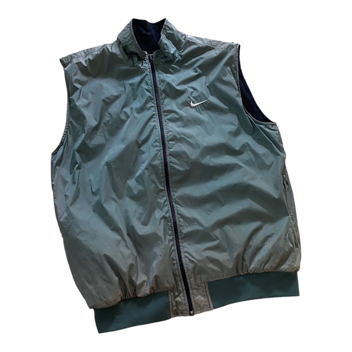 Nike 🔥VINTAGE NIKE SWOOSH NYLON REVERSIBLE FLEECE VEST JACKET Size US XL / EU 56 / 4 - 2 Thumbnail