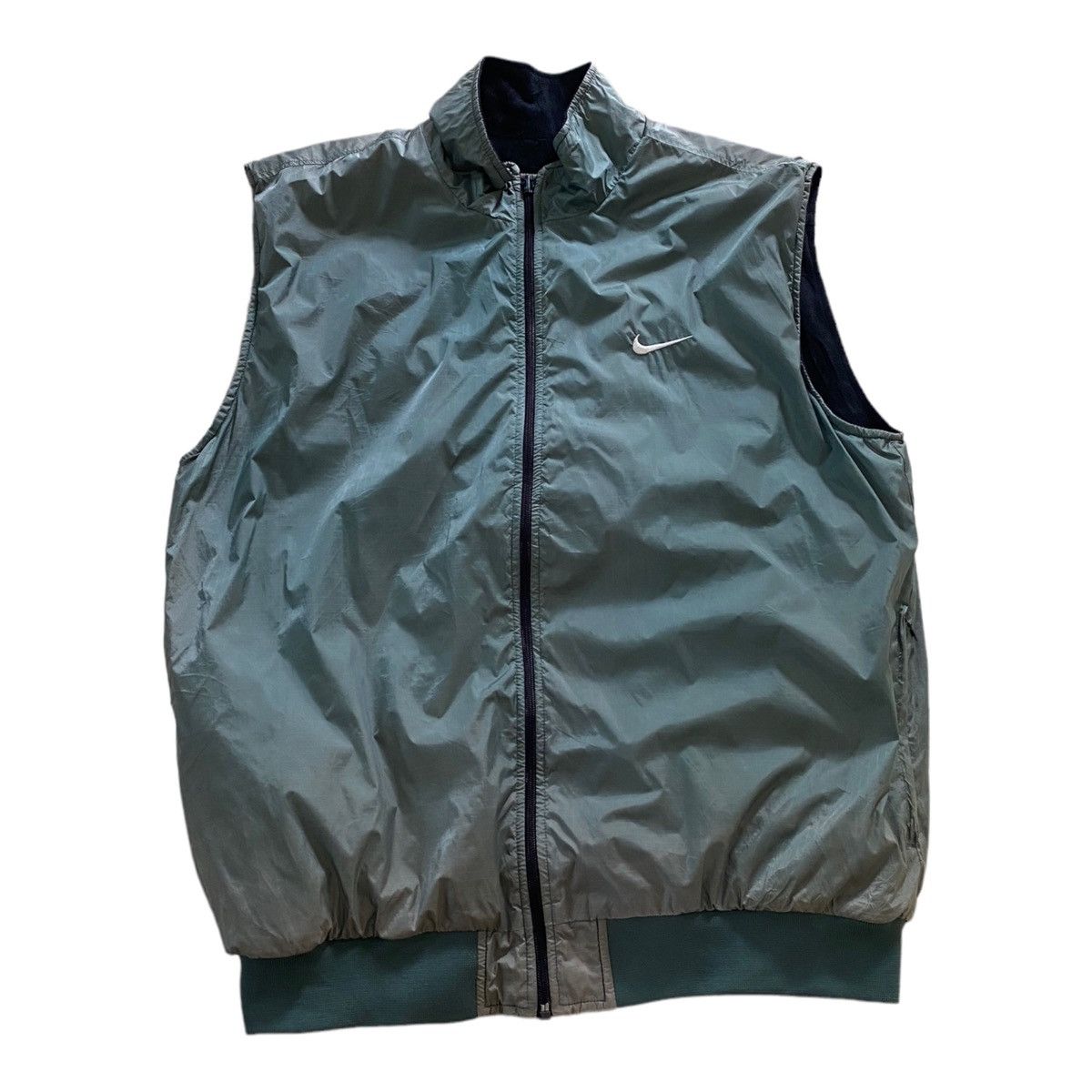 Nike 🔥VINTAGE NIKE SWOOSH NYLON REVERSIBLE FLEECE VEST JACKET Size US XL / EU 56 / 4 - 1 Thumbnail
