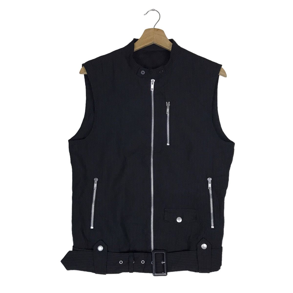 PPFM PPFM Stripe Belted Bondage Punk Zip Up Vest Jacket Size US M / EU 48-50 / 2 - 1 Thumbnail