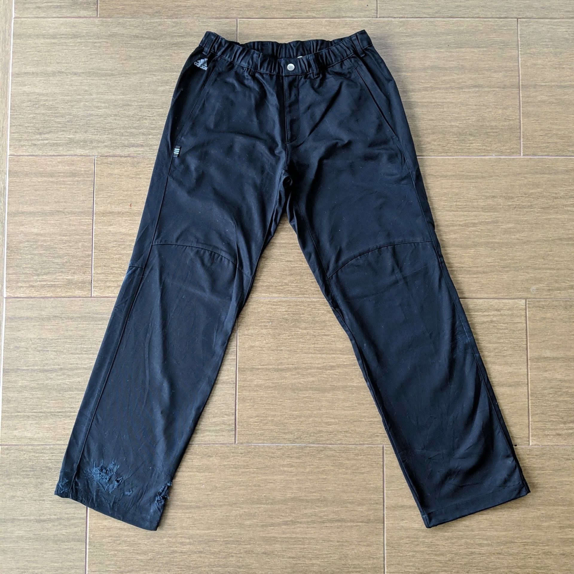 image of W27 VTG Adidas Distressed Casual Trousers Pants in Black, Men's