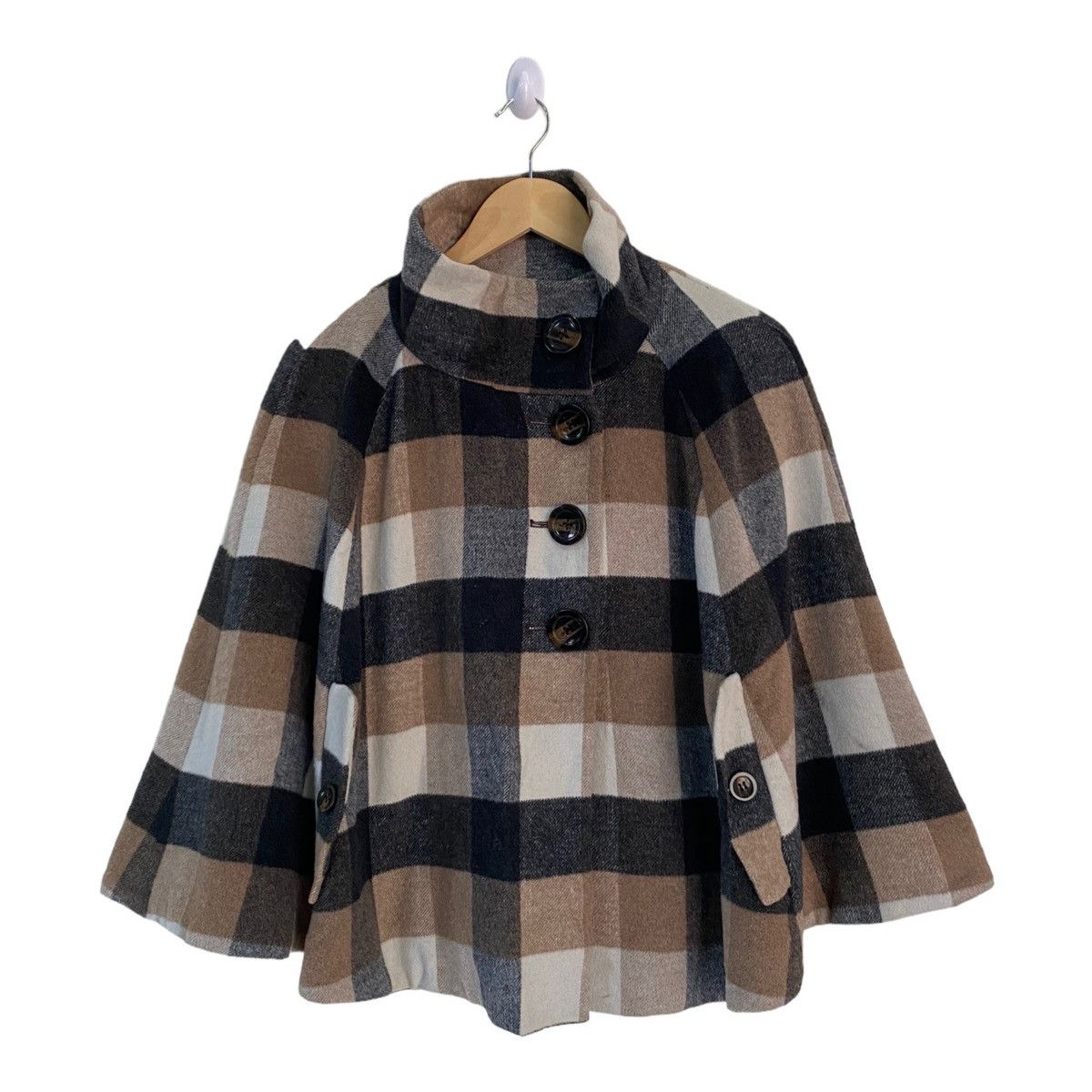 Cloak 🔥CP CUBE CHECKED TARTAN WOOL JAPAN DESIGNER CAPES CLOAKS Size US M / EU 48-50 / 2 - 3 Thumbnail