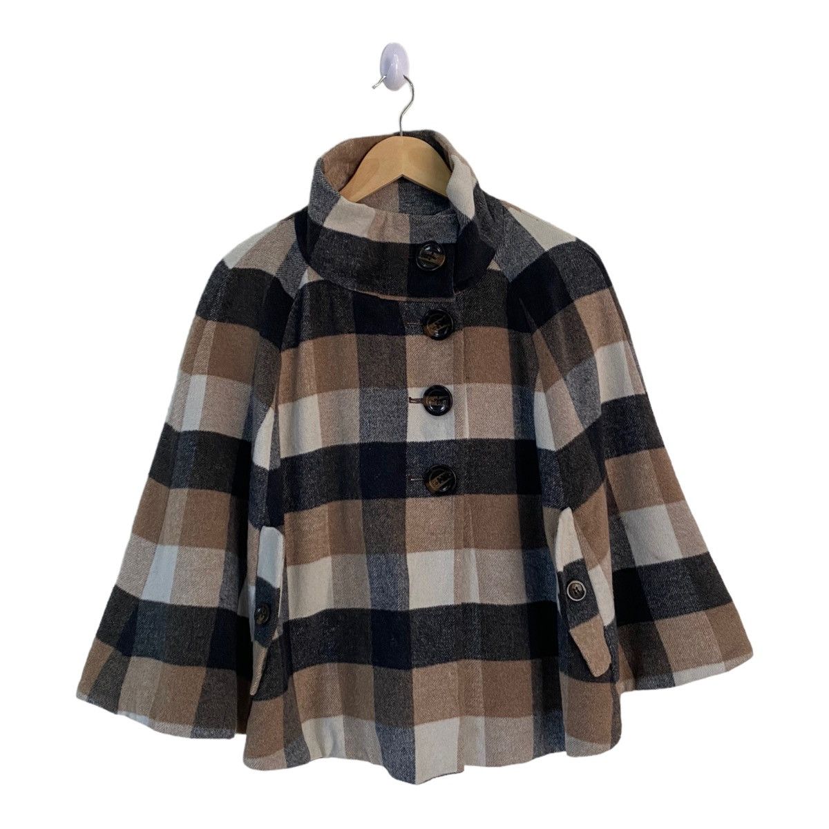 Cloak 🔥CP CUBE CHECKED TARTAN WOOL JAPAN DESIGNER CAPES CLOAKS Size US M / EU 48-50 / 2 - 1 Thumbnail