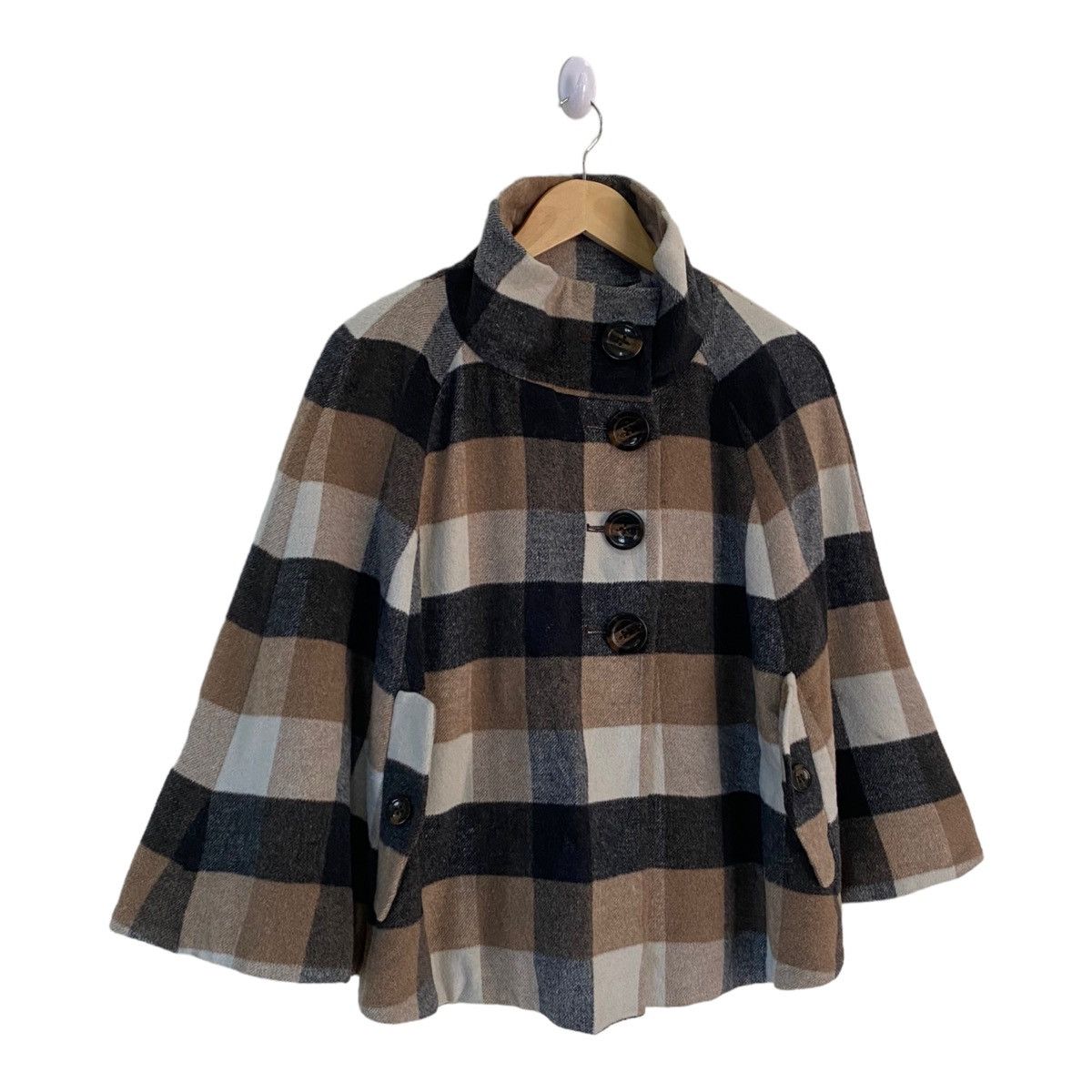 Cloak 🔥CP CUBE CHECKED TARTAN WOOL JAPAN DESIGNER CAPES CLOAKS Size US M / EU 48-50 / 2 - 2 Thumbnail