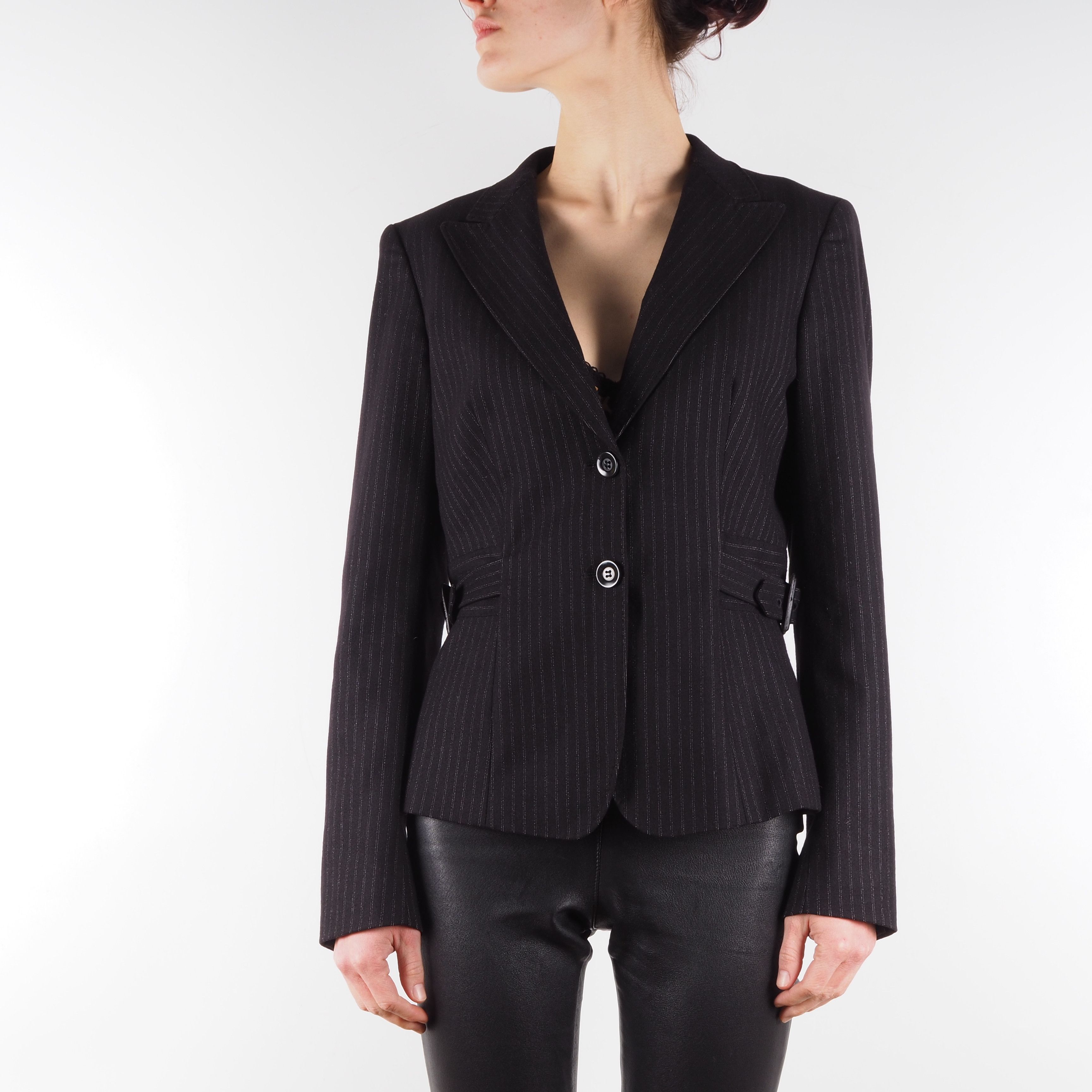 Max Mara Wool Angora Charcoal Belted Blazer Coat Jacket