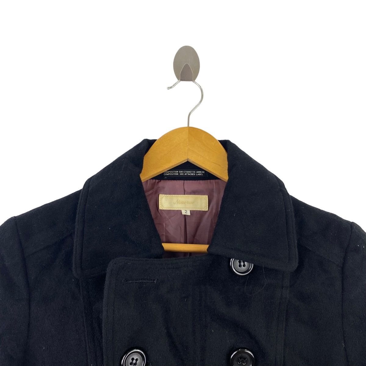 Vintage NOUE WE ANGORA By Fujii Keori Black Wool Duffle Jacket Coat Size US S / EU 44-46 / 1 - 2 Thumbnail
