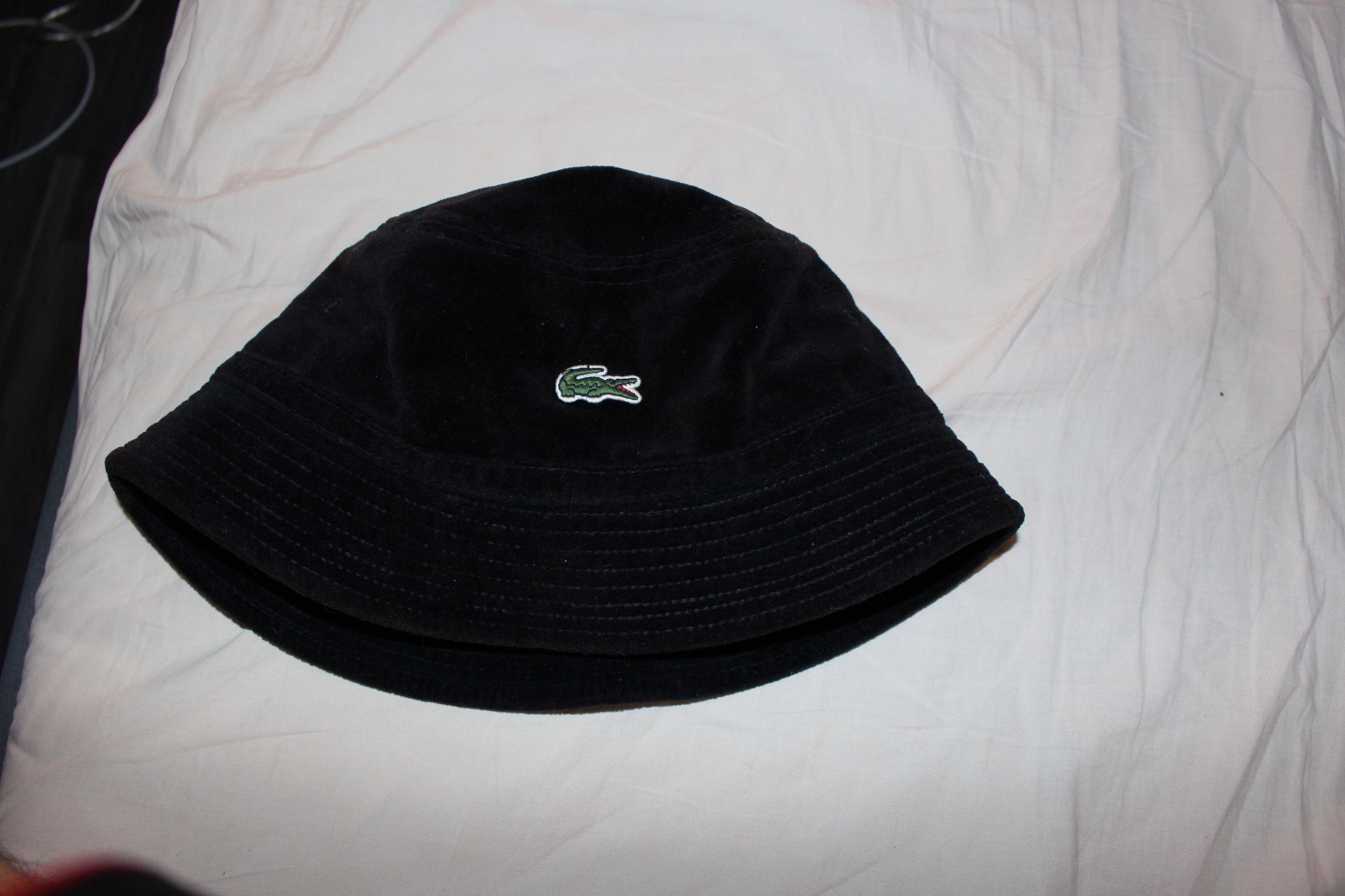 Lacoste Supreme Lacoste X Supreme black velvet bucket hat Grailed