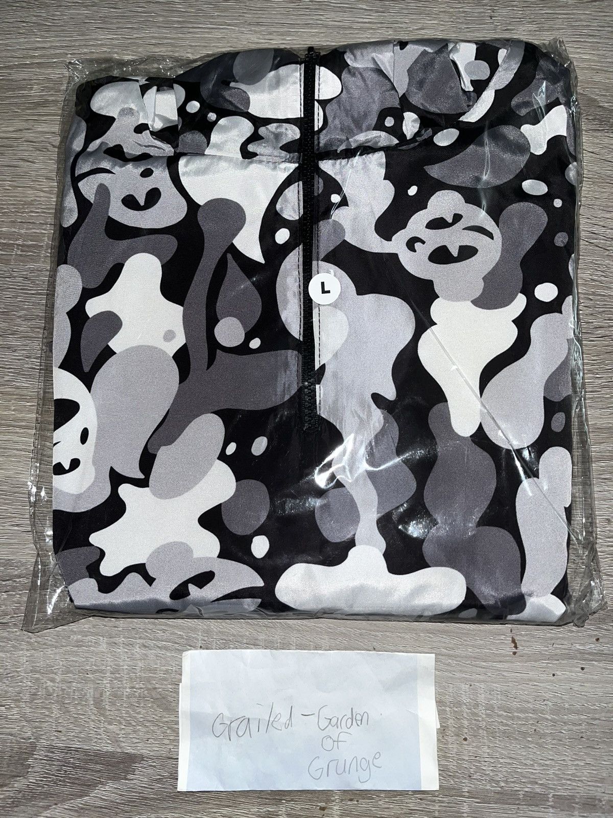 image of Rap Tees Plague Blvd Ghost Camo Plague Proof Anorak Lil Darkie in Black/White, Men's (Size Large)