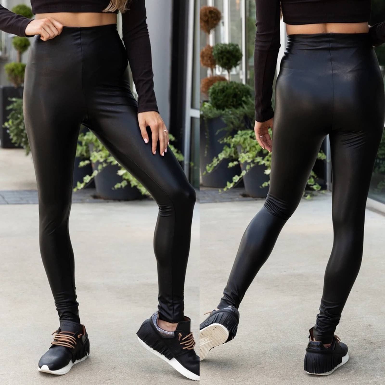 Commando Faux Black Leather Legging sz M