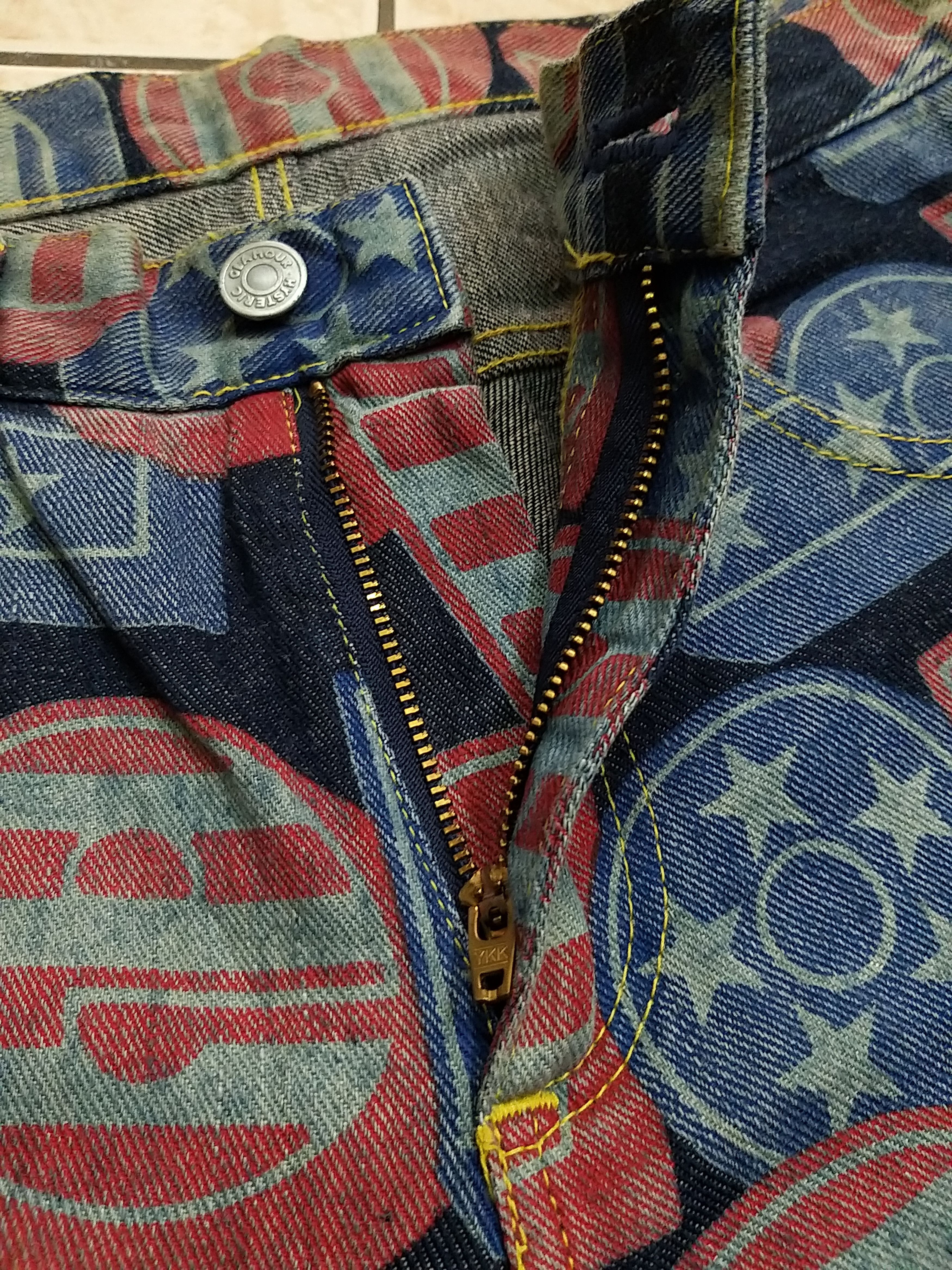 Hysteric Glamour RARE🔥VINTAGE HYSTERIC GLAMOUR KINKY FULL PRINT FLARE JEANS Size US 29 - 8 Thumbnail