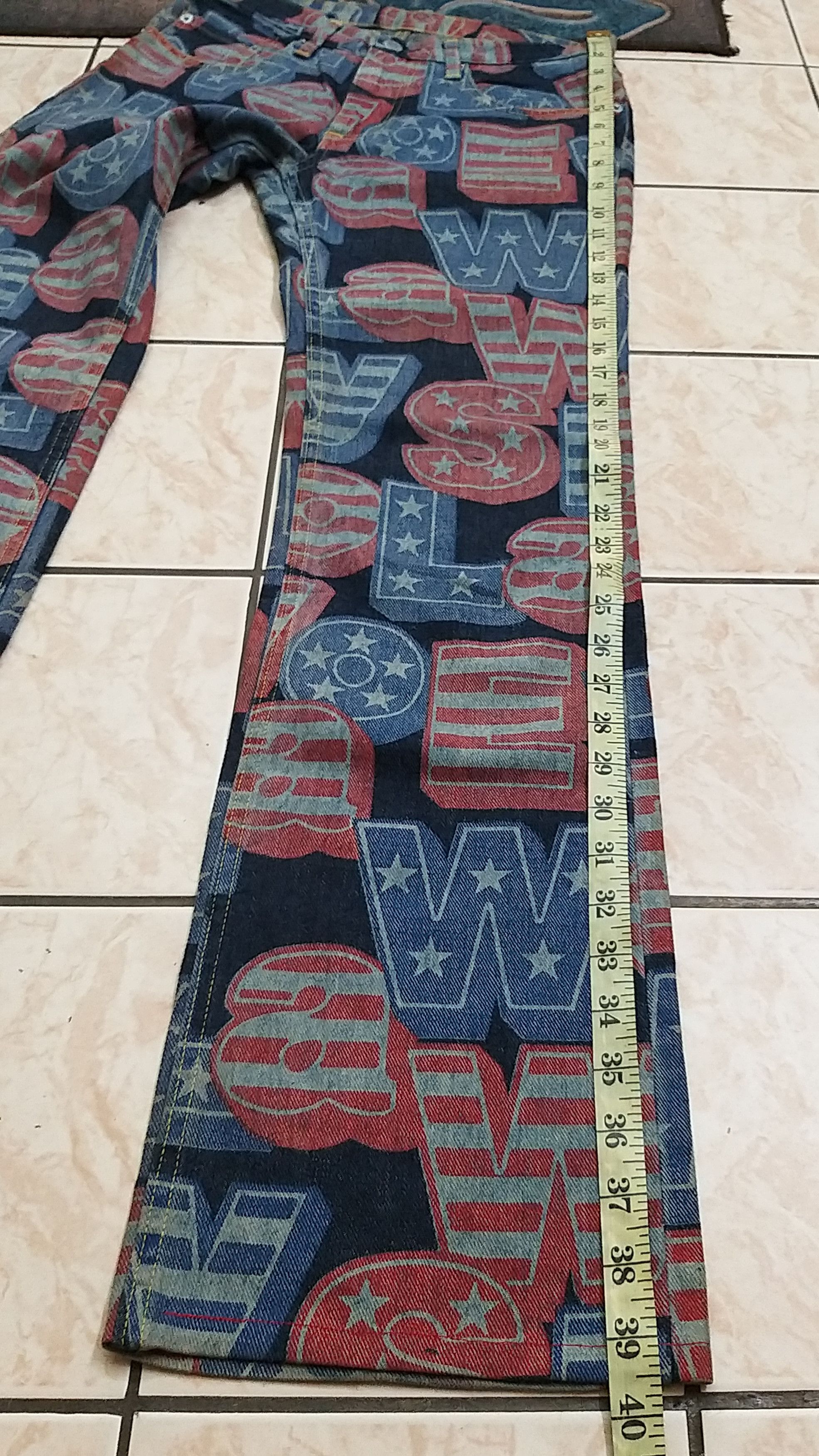Hysteric Glamour RARE🔥VINTAGE HYSTERIC GLAMOUR KINKY FULL PRINT FLARE JEANS Size US 29 - 12 Thumbnail