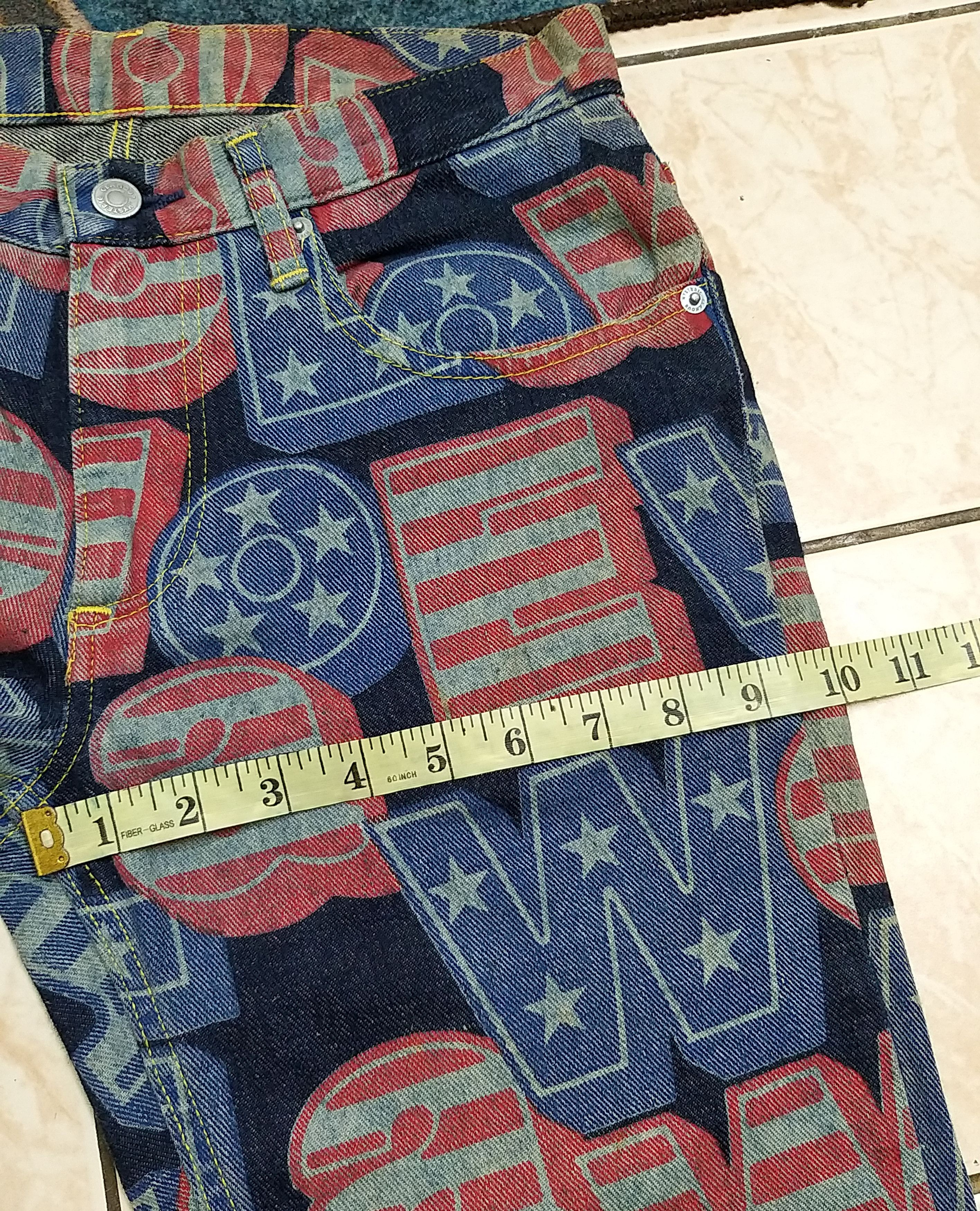 Hysteric Glamour RARE🔥VINTAGE HYSTERIC GLAMOUR KINKY FULL PRINT FLARE JEANS Size US 29 - 13 Thumbnail