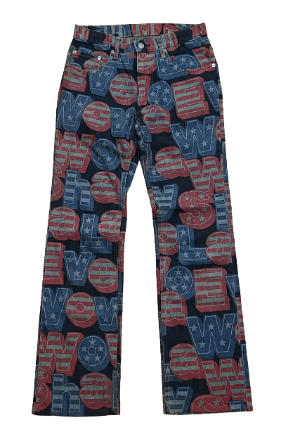 Hysteric Glamour RARE🔥VINTAGE HYSTERIC GLAMOUR KINKY FULL PRINT FLARE JEANS Size US 29 - 2 Thumbnail