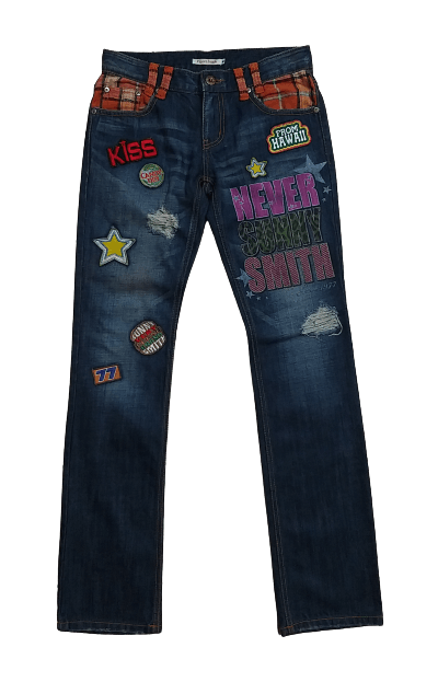 Japanese Brand SICK💥SUNNY SMITH WITH PATCHES AND PRINT JEANS Size US 30 / EU 46 - 1 Thumbnail