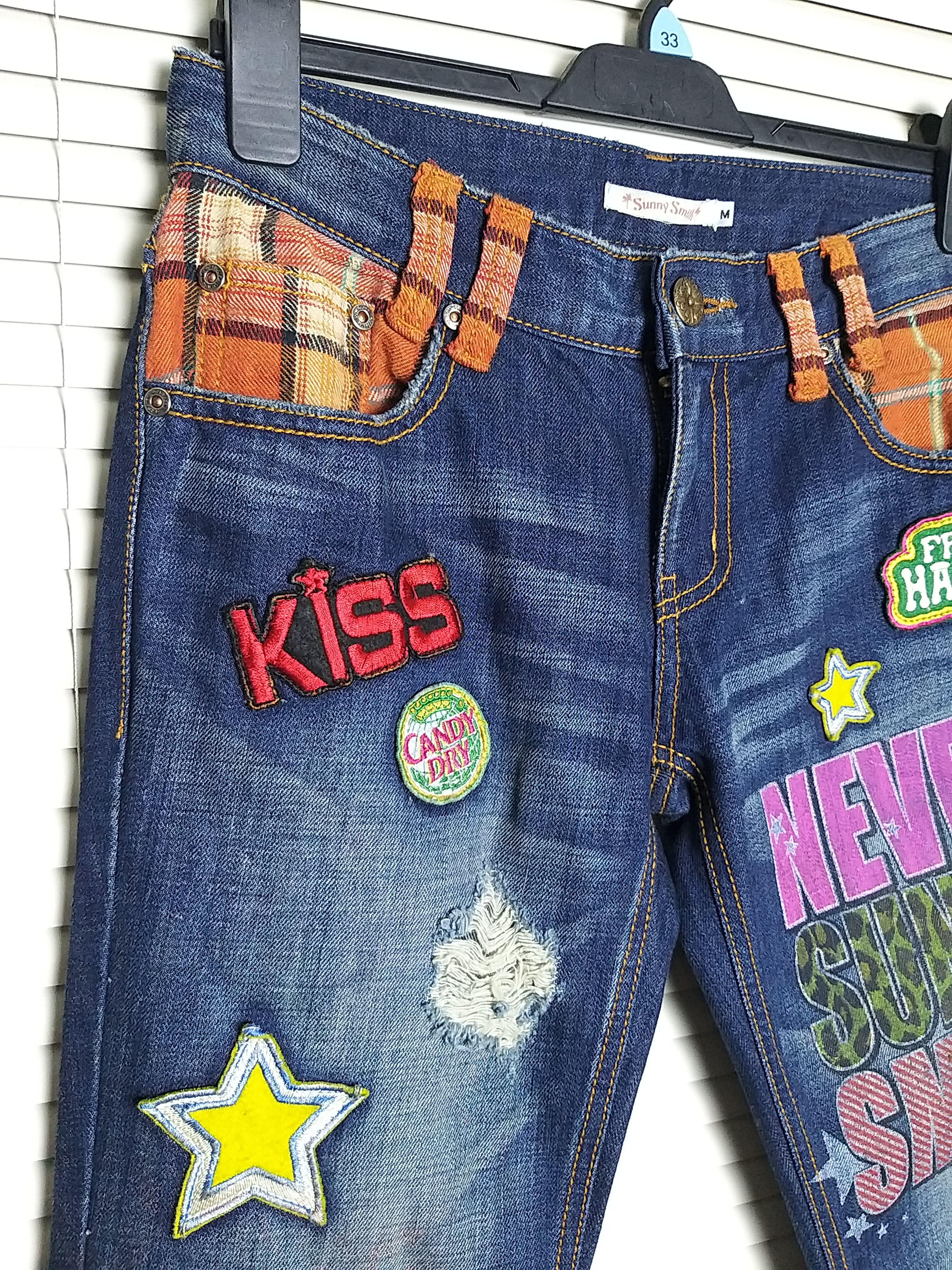 Japanese Brand SICK💥SUNNY SMITH WITH PATCHES AND PRINT JEANS Size US 30 / EU 46 - 7 Thumbnail