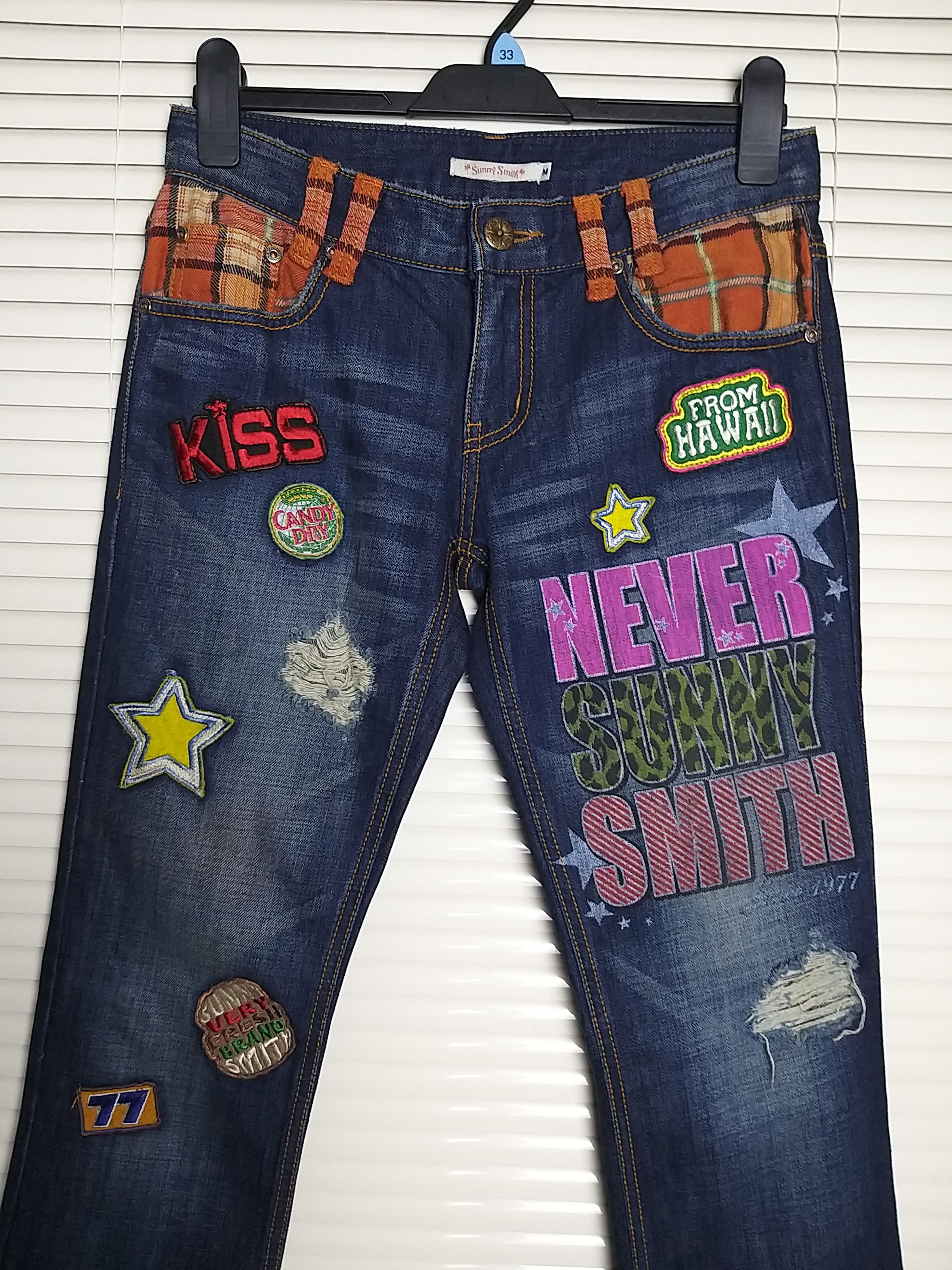 Japanese Brand SICK💥SUNNY SMITH WITH PATCHES AND PRINT JEANS Size US 30 / EU 46 - 5 Thumbnail